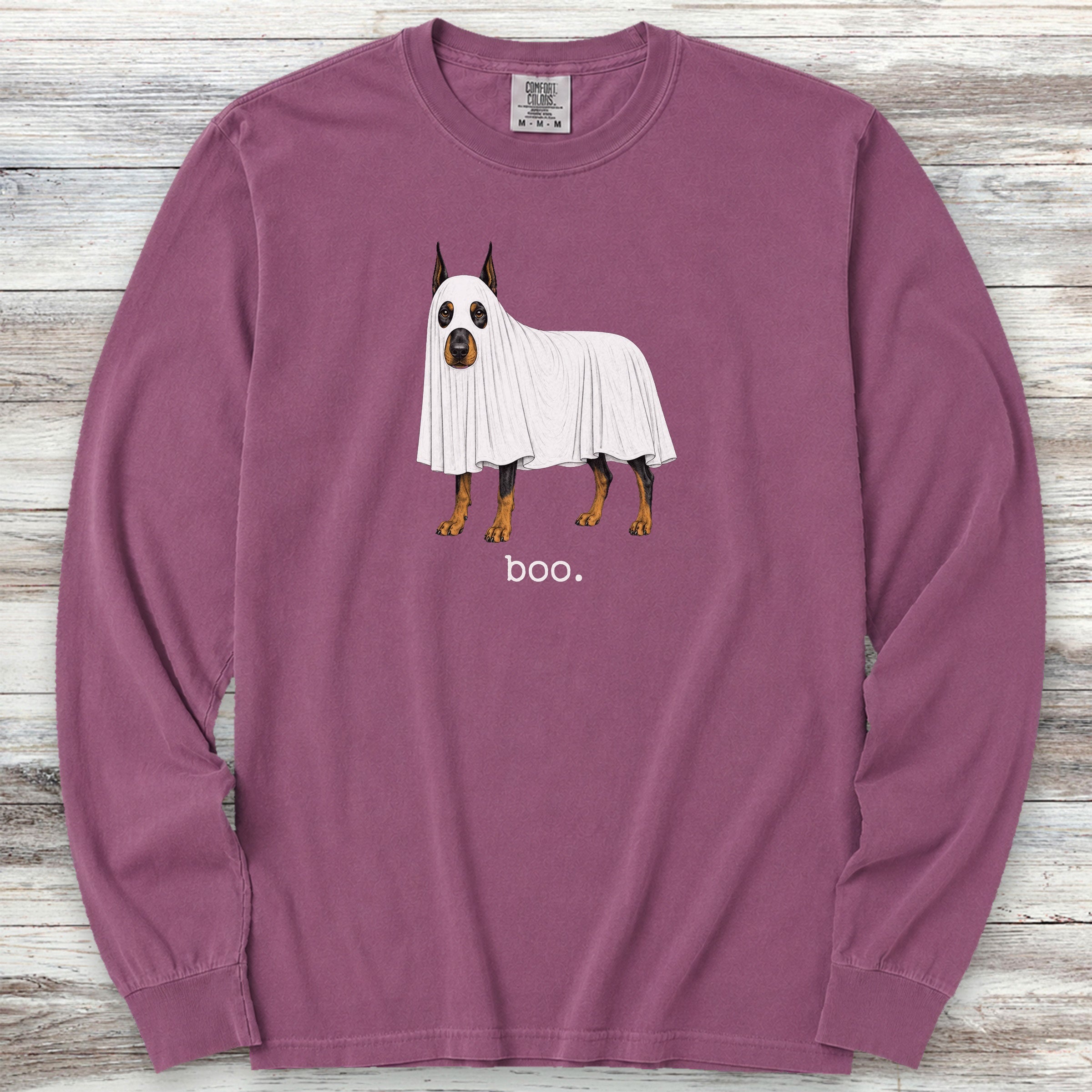Doberman Pinscher Boo Long Sleeve Tee - Berry