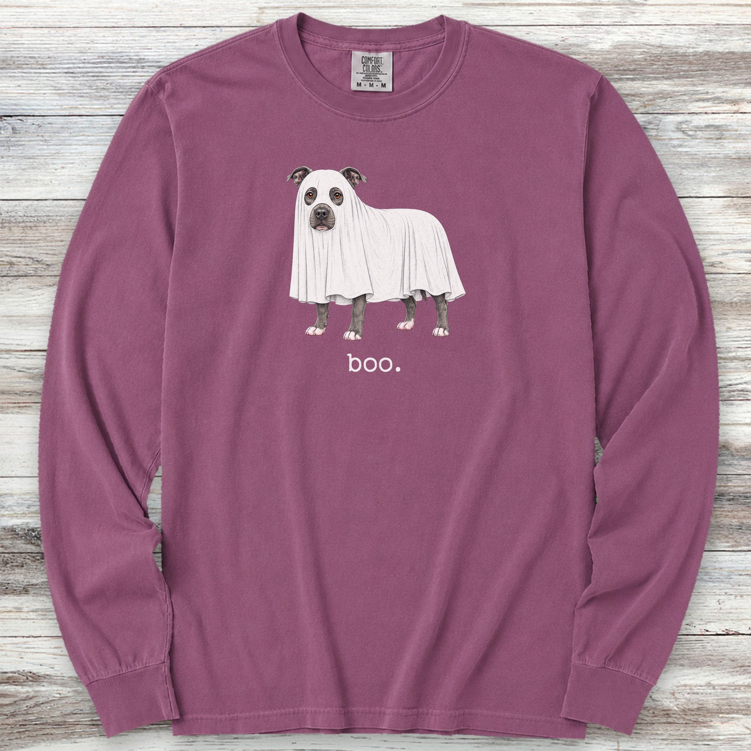 Pit Bull Boo Long Sleeve Tee - Berry