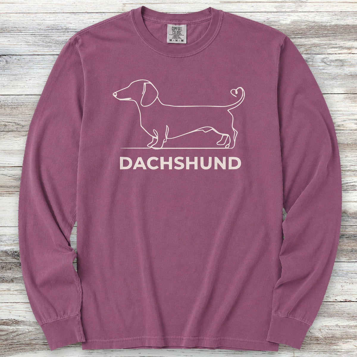Dachshund Minimalist Long Sleeve Tee - Berry