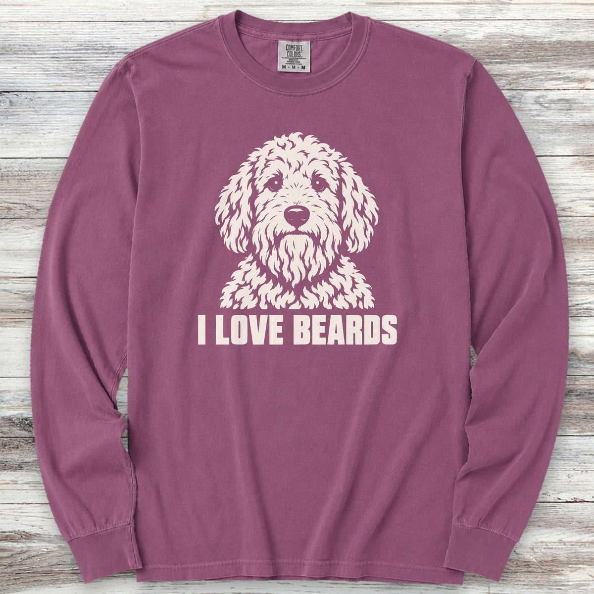 Doodle I Love Beards Long Sleeve Tee - Berry