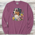 Australian Shepherd Spring Portrait Long Sleeve Tee - Berry