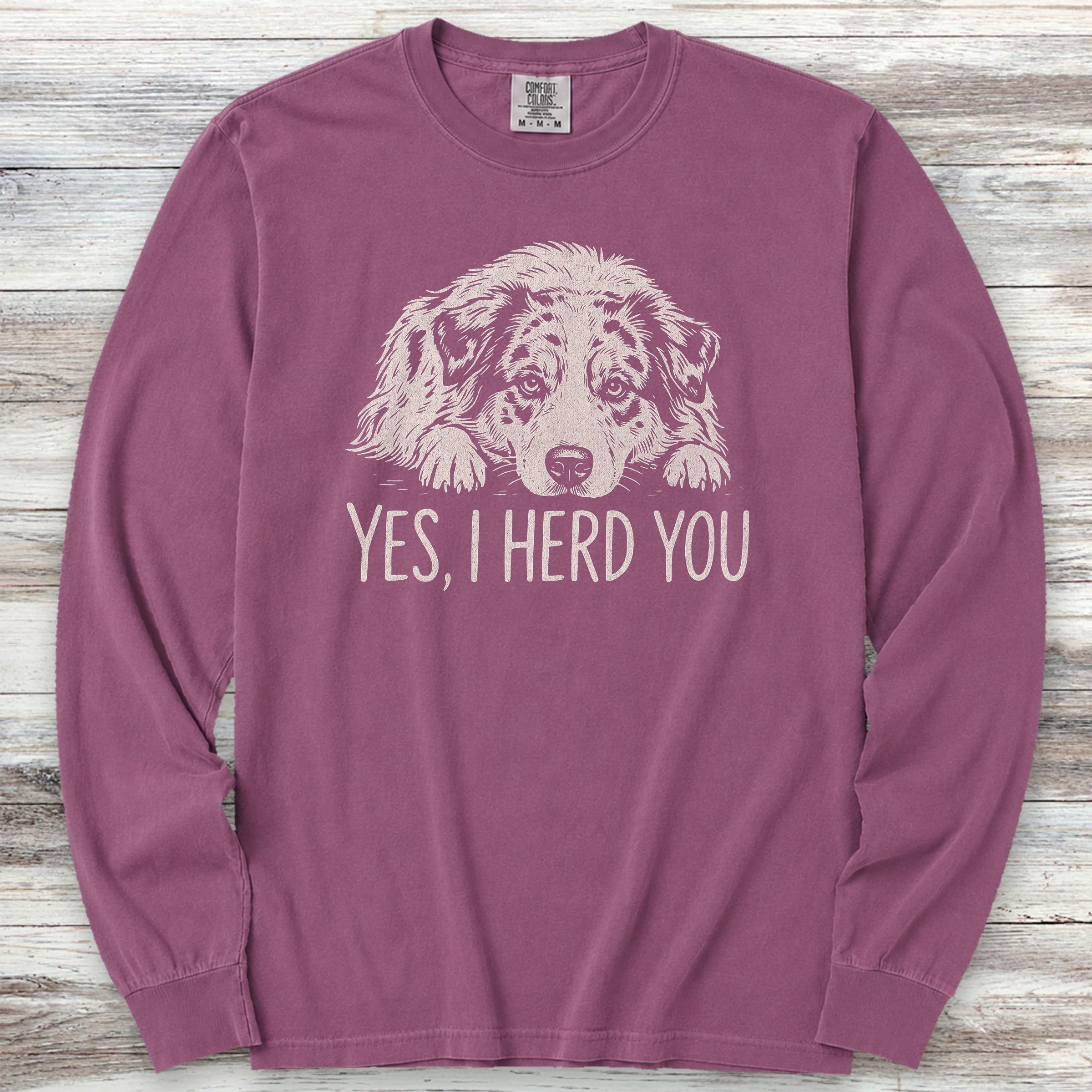 Australian Shepherd Herd You Long Sleeve Tee - Berry