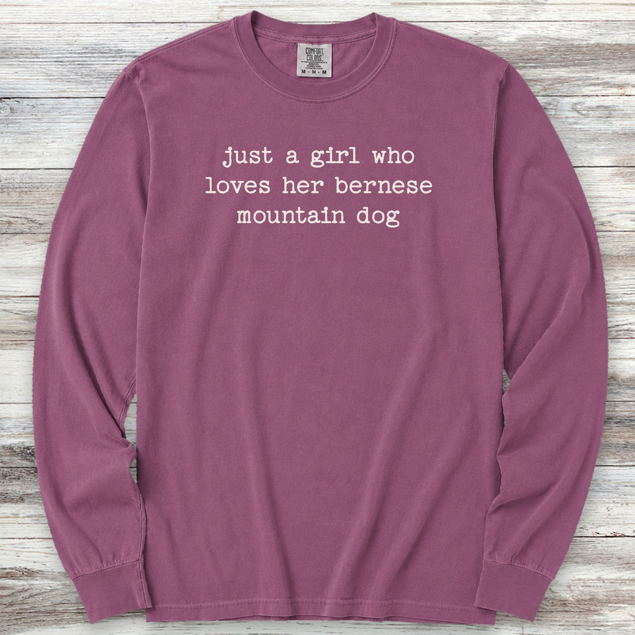 Bernese Mountain Dog Girl Long Sleeve Tee - Berry