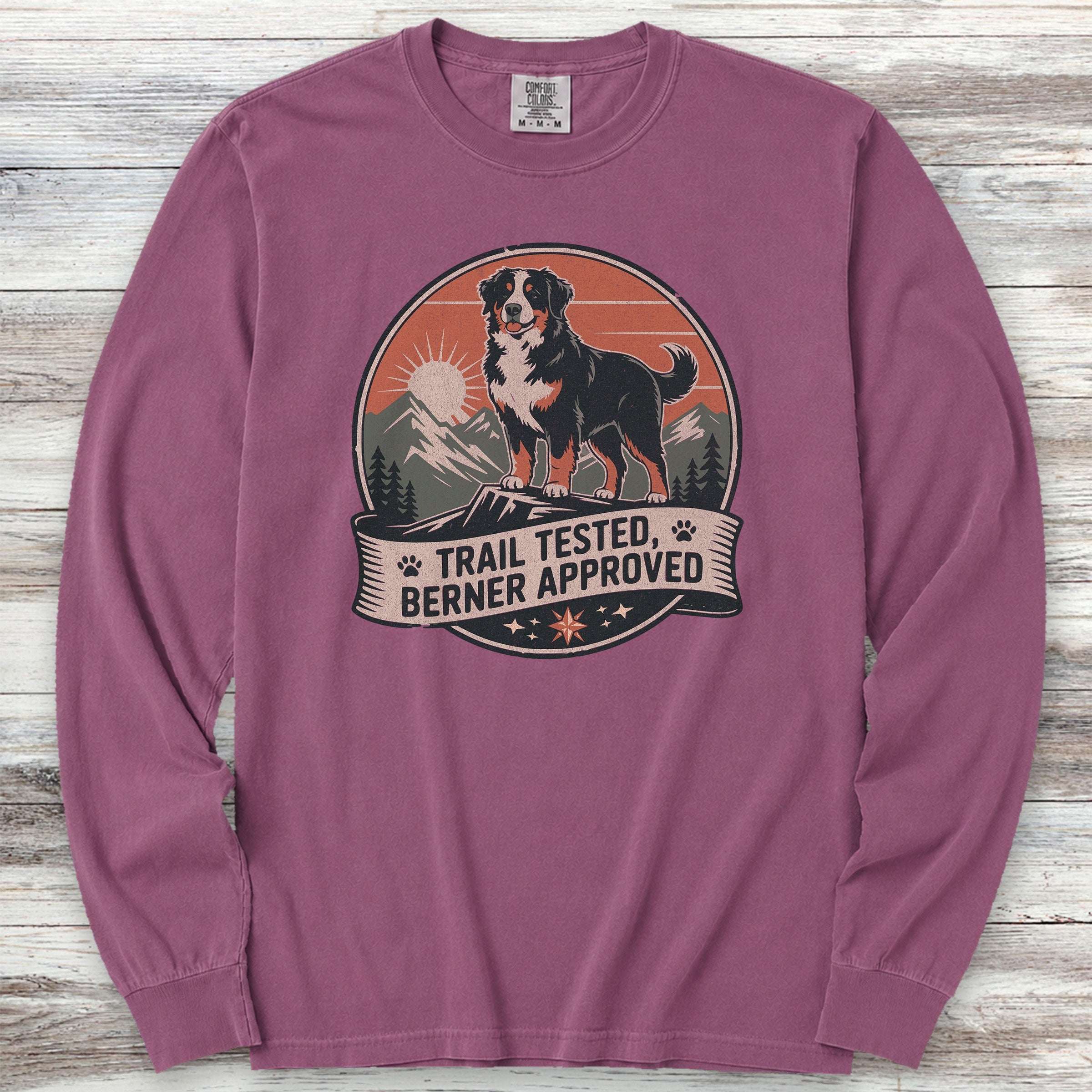 Bernese Mountain Dog Tested Long Sleeve Tee - Berry