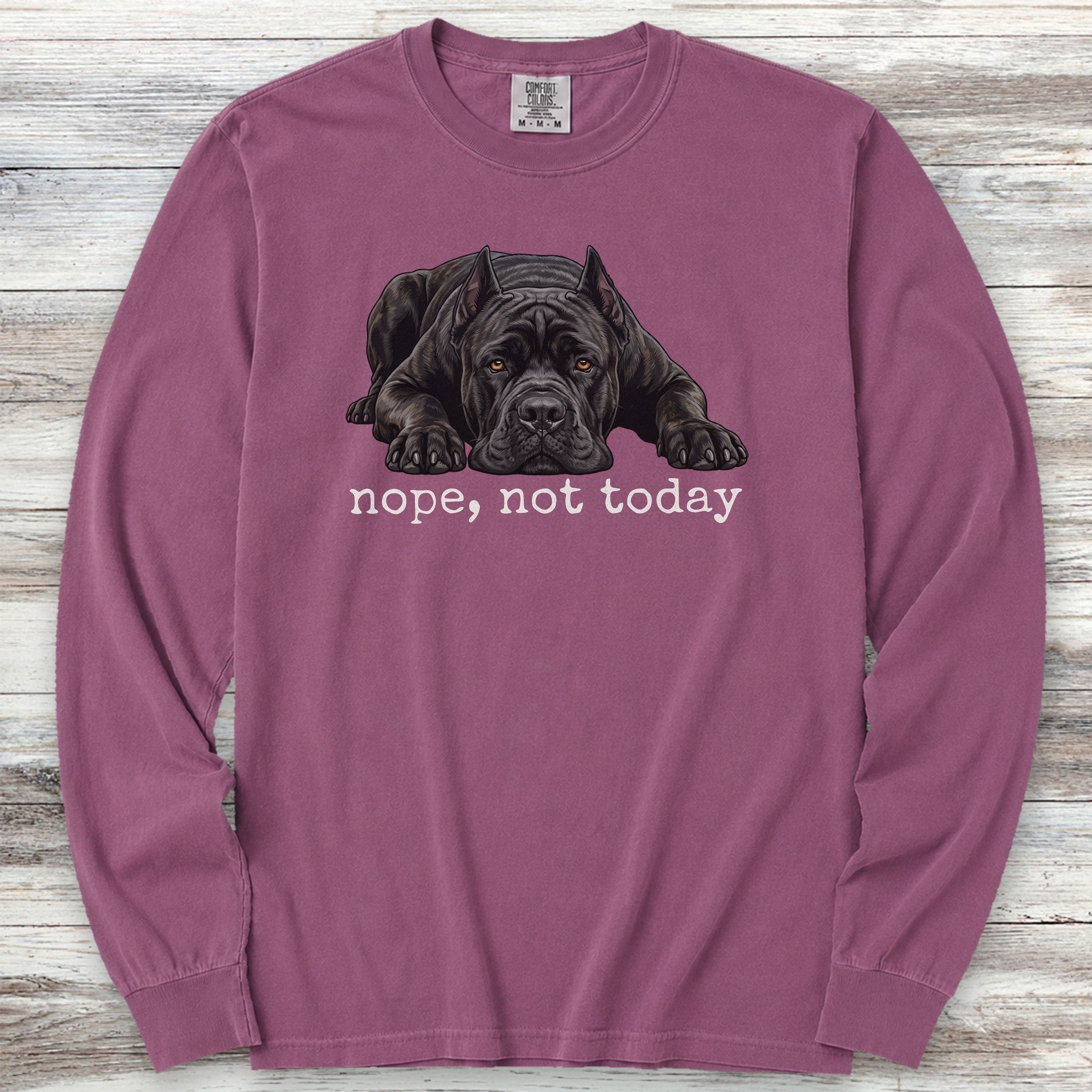 Cane Corso Cropped Nope Long Sleeve Tee - Berry