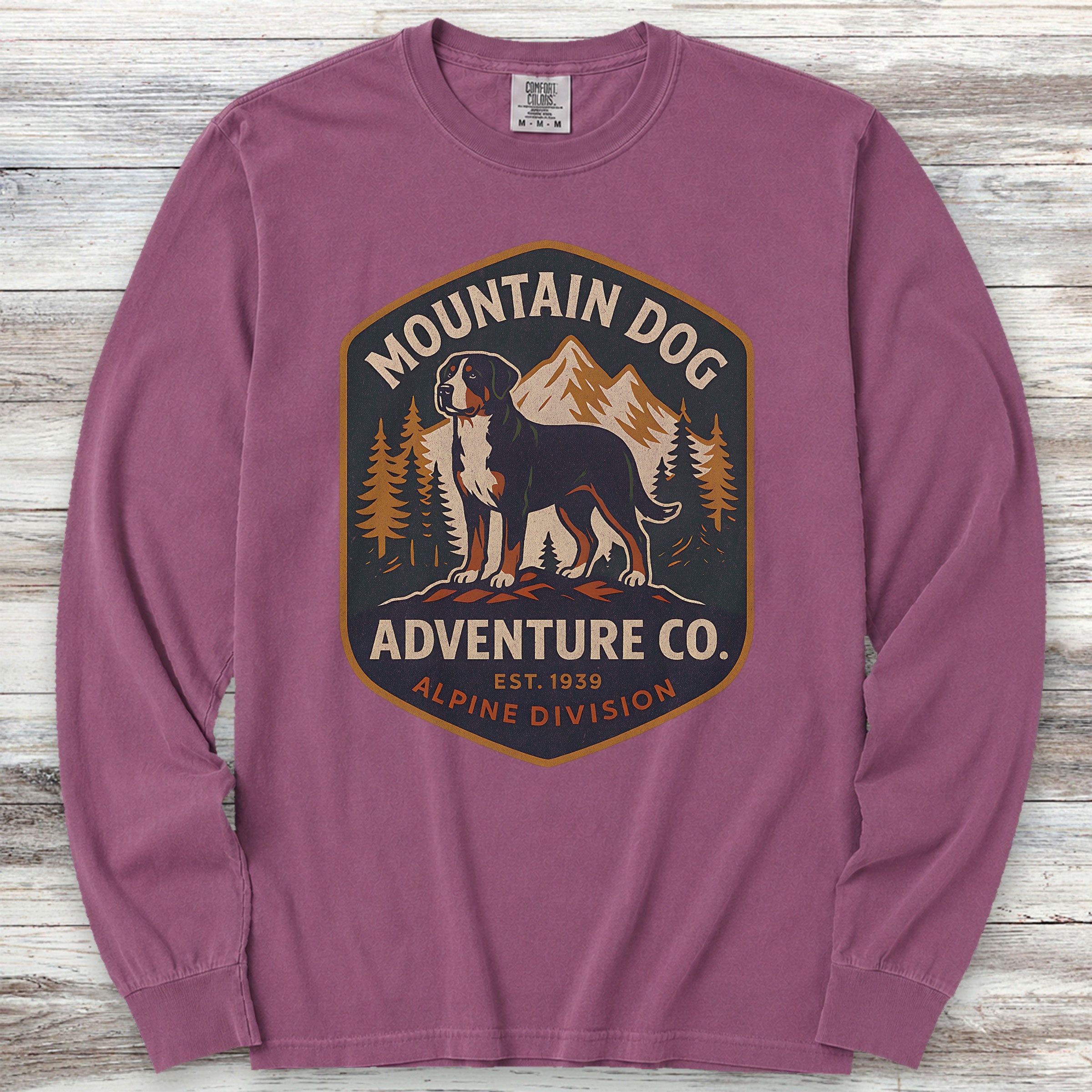 Swiss Mountain Dog Adventure Co Long Sleeve Tee - Berry