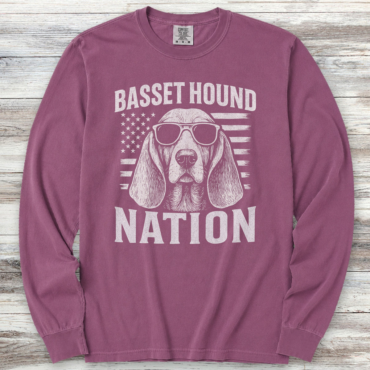 Basset Hound Nation Long Sleeve Tee - Berry