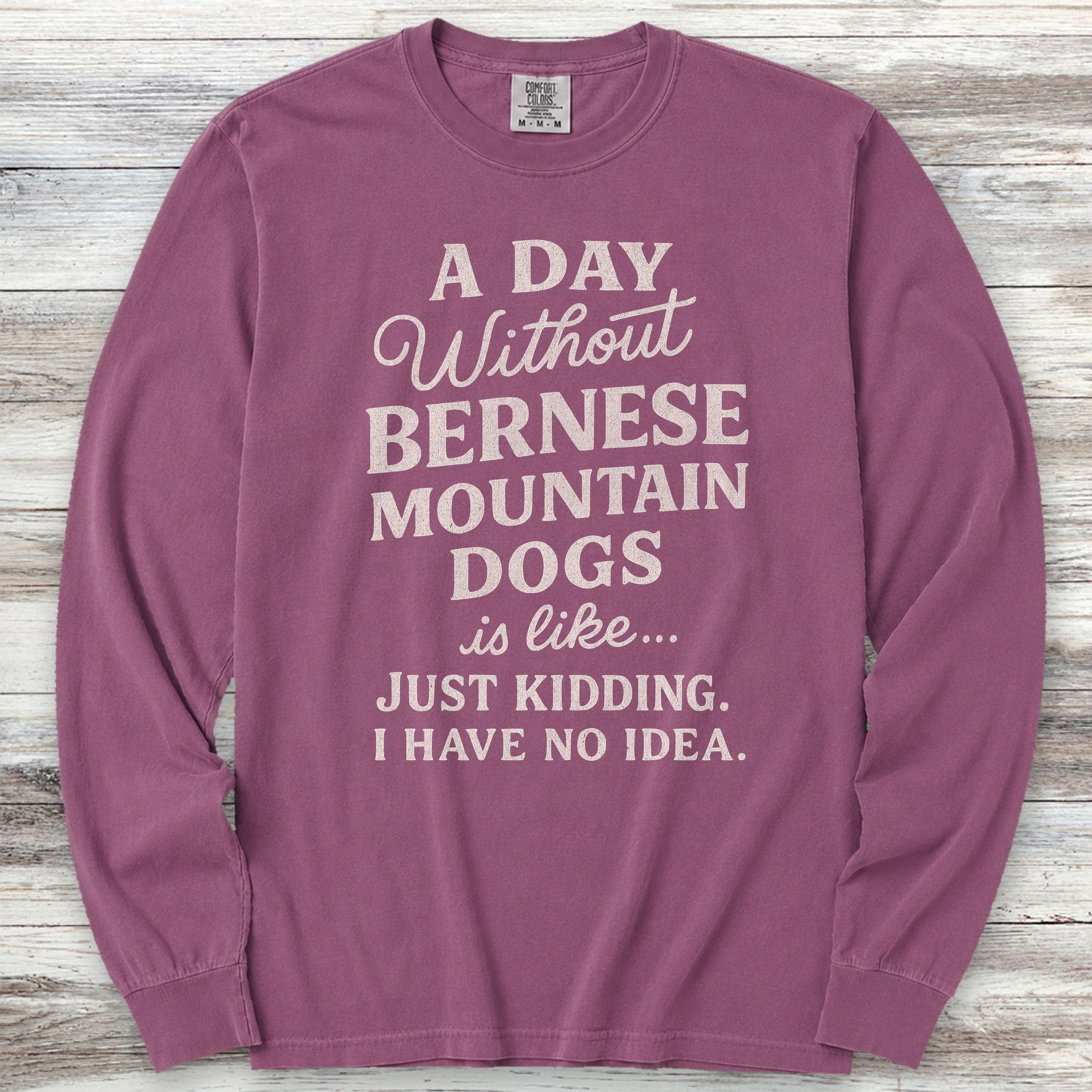 Bernese Mountain Dog Day Long Sleeve Tee - Berry