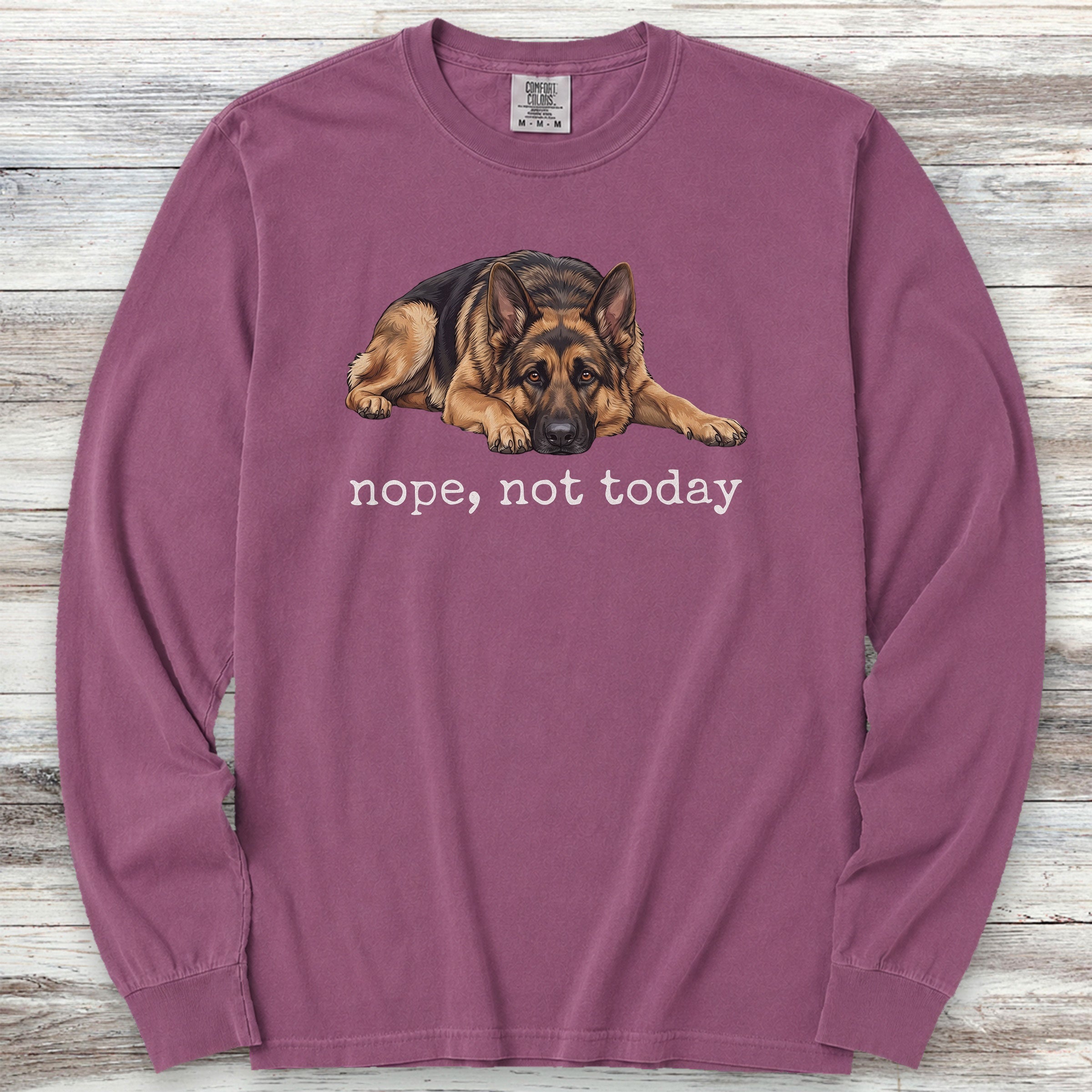 German Shepherd Nope Long Sleeve Tee - Berry