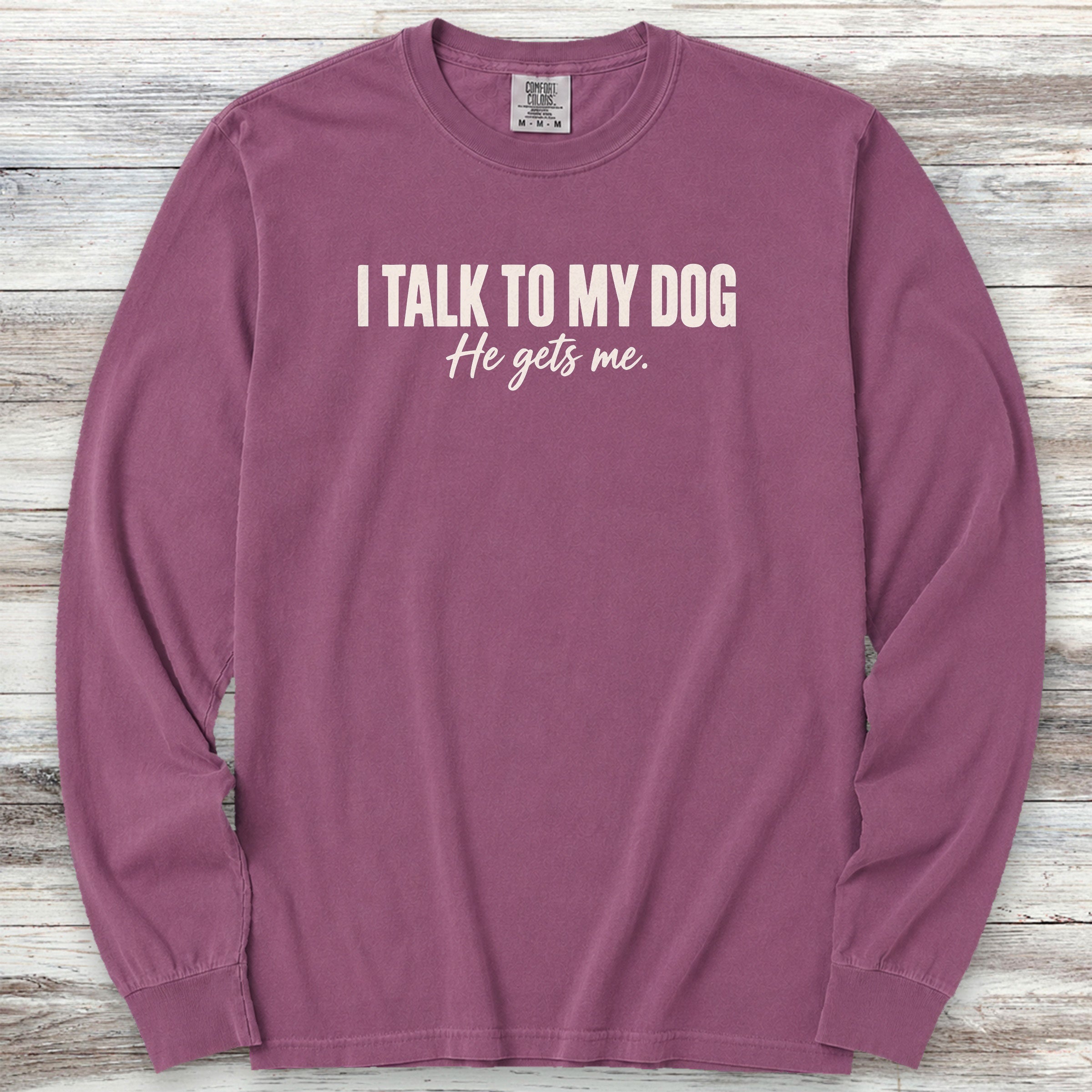 He Gets Me Long Sleeve Tee - Berry