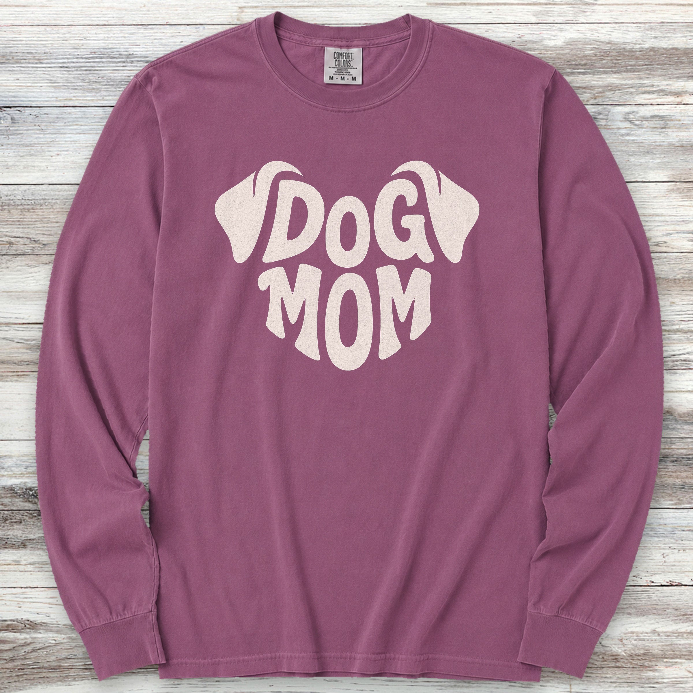 Dog Mom Ears Long Sleeve Tee - Berry