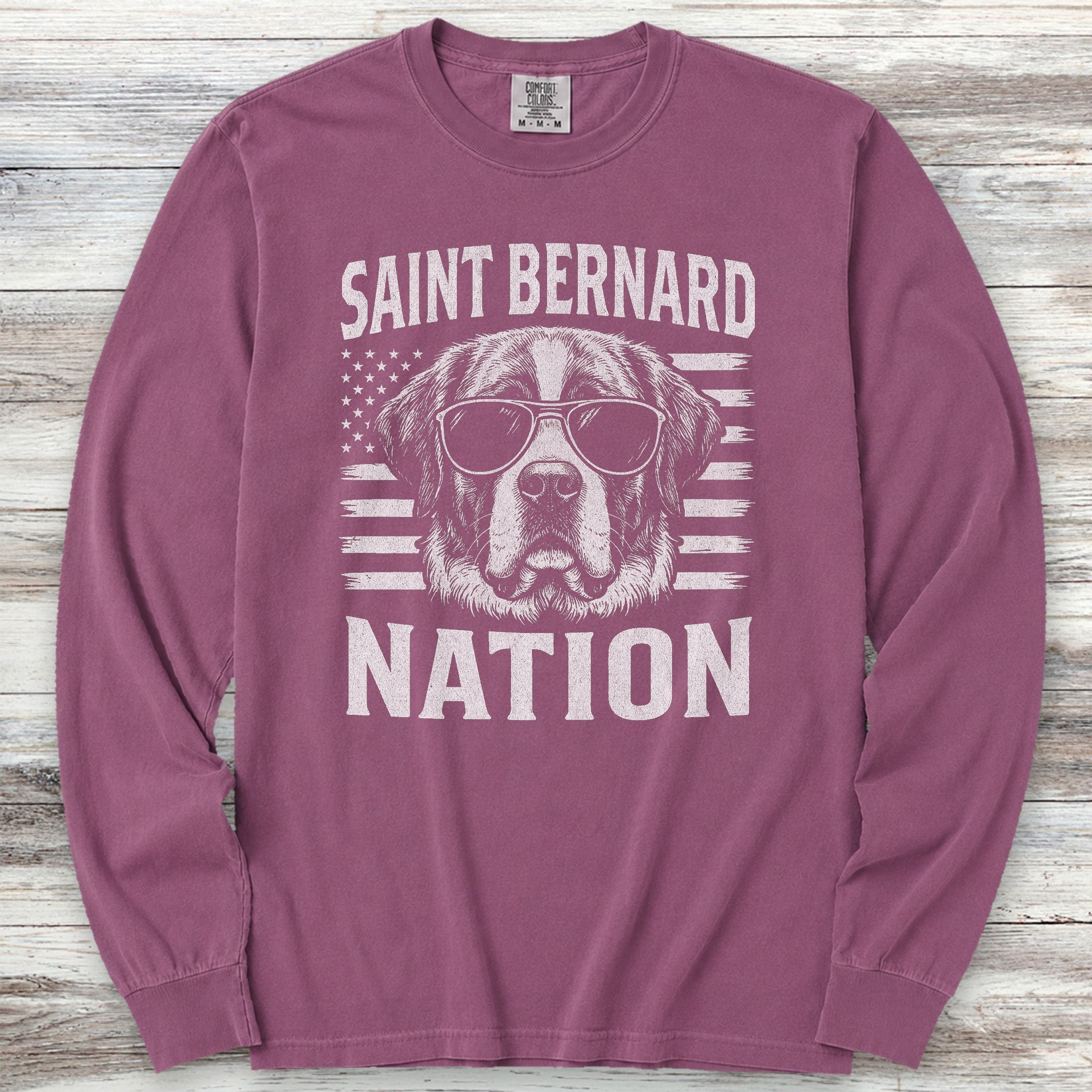 Saint Bernard Nation Long Sleeve Tee - Berry