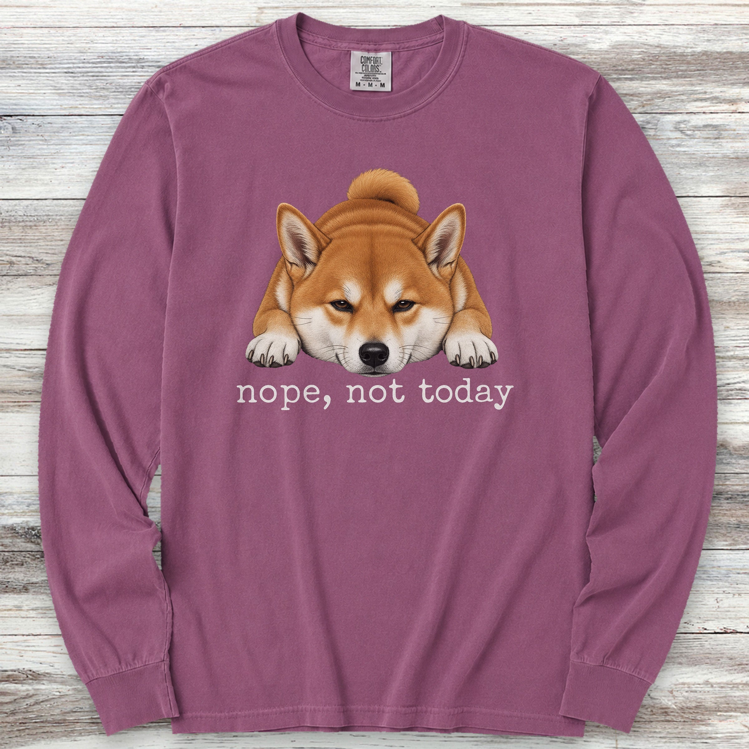 Shiba Inu Nope Long Sleeve Tee - Berry