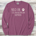 Australian Shepherd Hold On Long Sleeve Tee - Berry