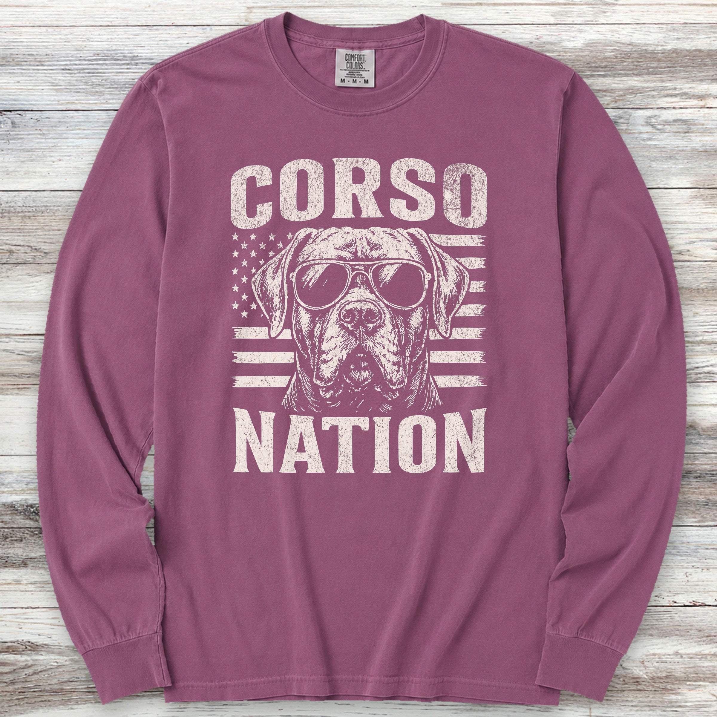 Cane Corso Nation Long Sleeve Tee - Berry