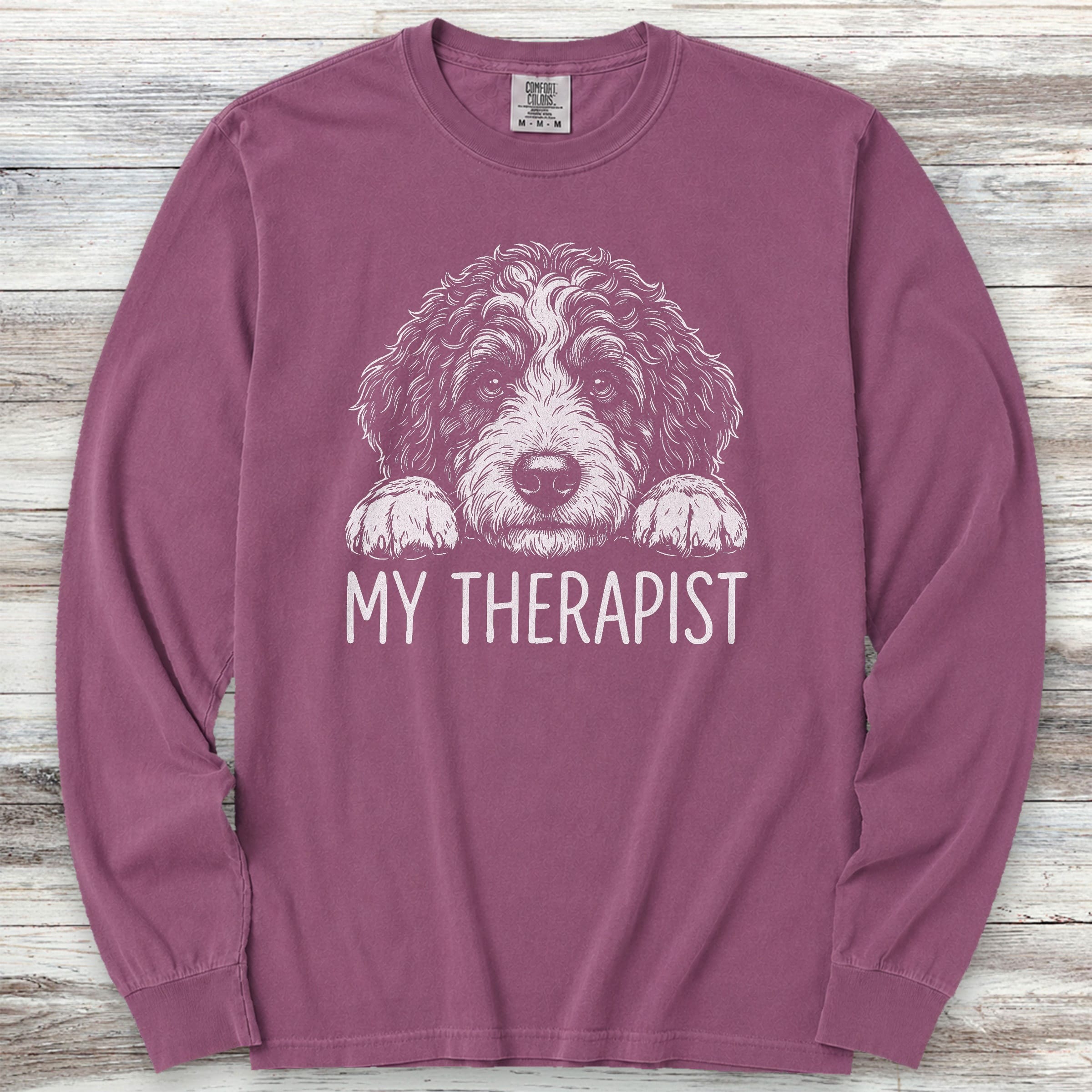 Bernedoodle Therapist Long Sleeve Tee - Berry