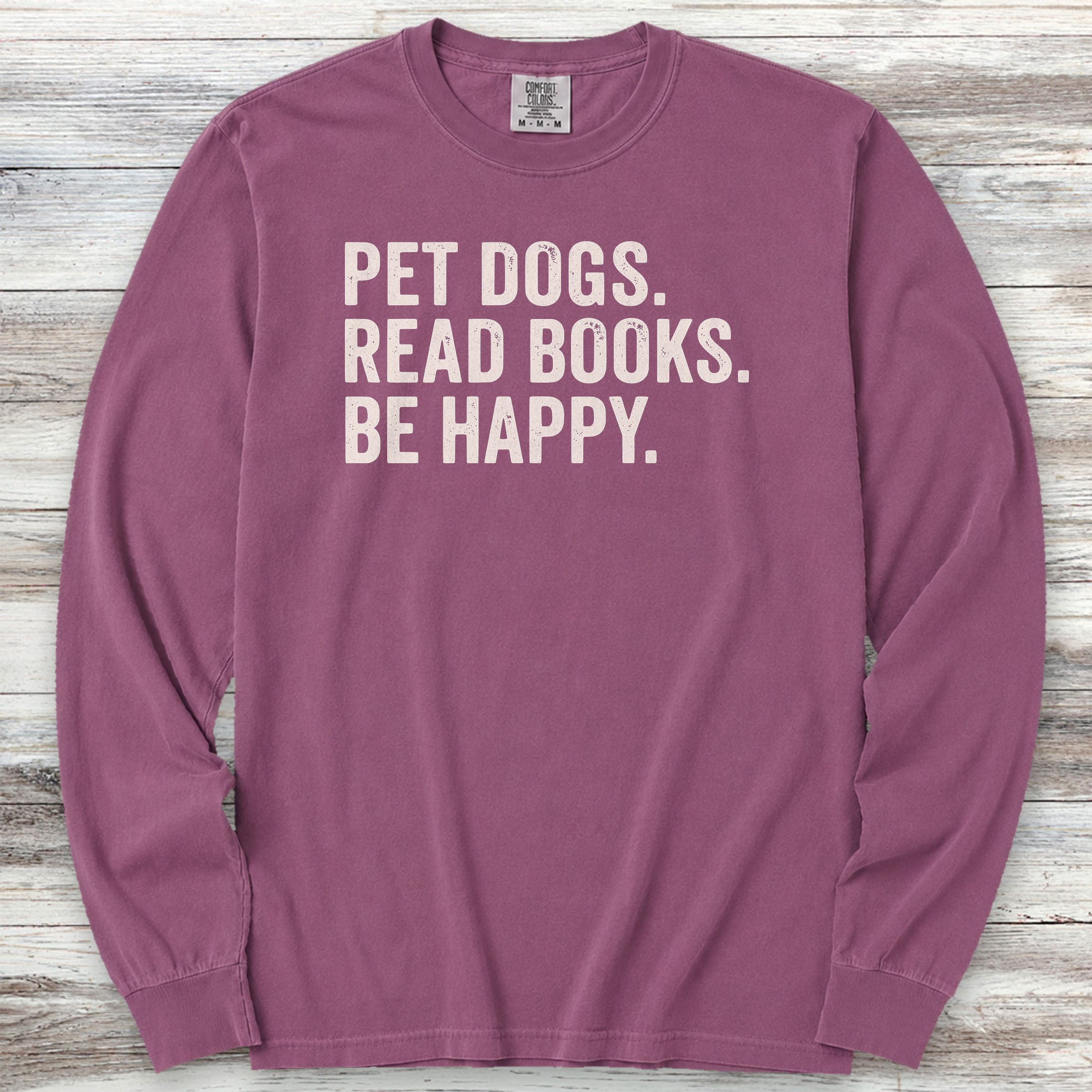 Dogs Books Happy Long Sleeve Tee - Berry