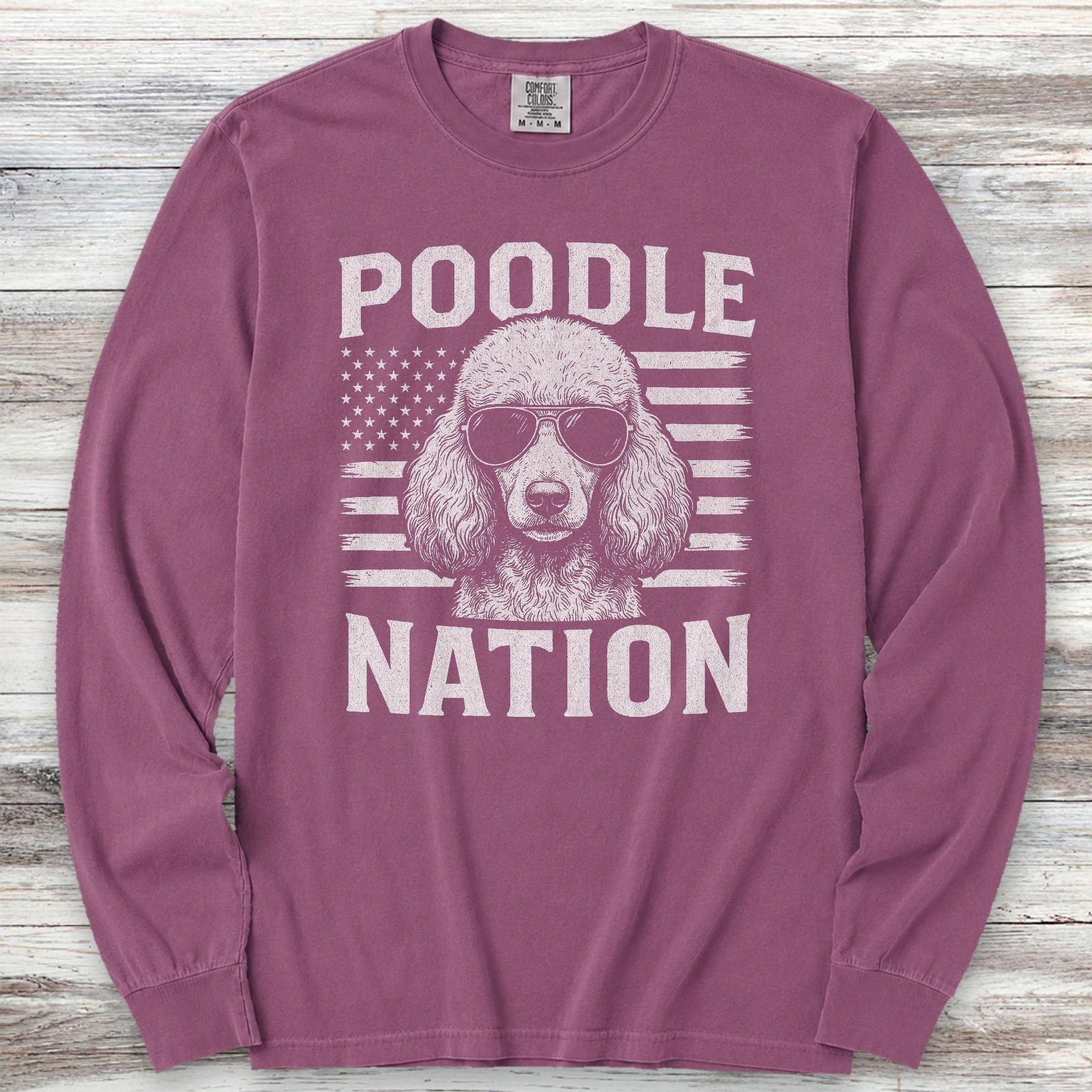 Poodle Nation Long Sleeve Tee - Berry