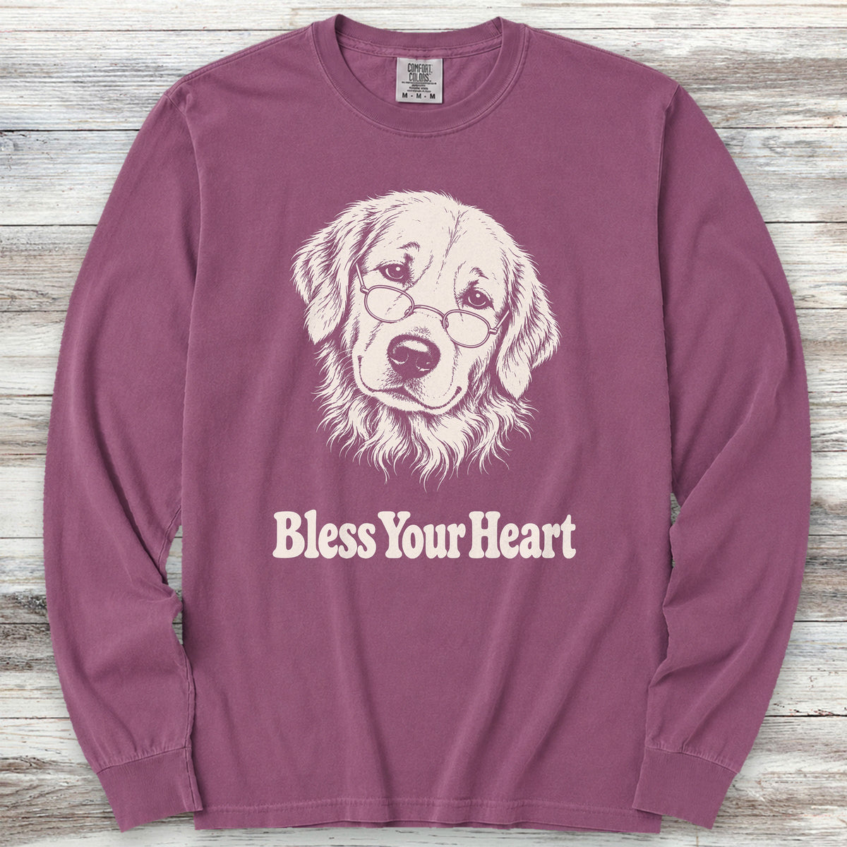 Golden Retriever Bless Your Heart Long Sleeve Tee - Berry