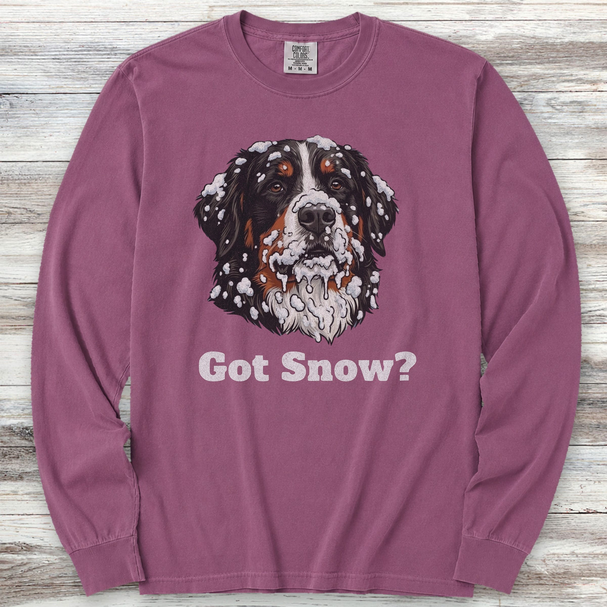 Bernese Mountain Dog Got Snow Long Sleeve Tee - Berry