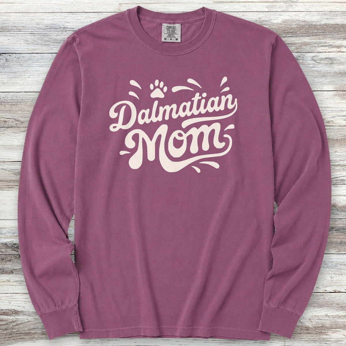 Dalmatian Groovy Mom Long Sleeve Tee - Berry