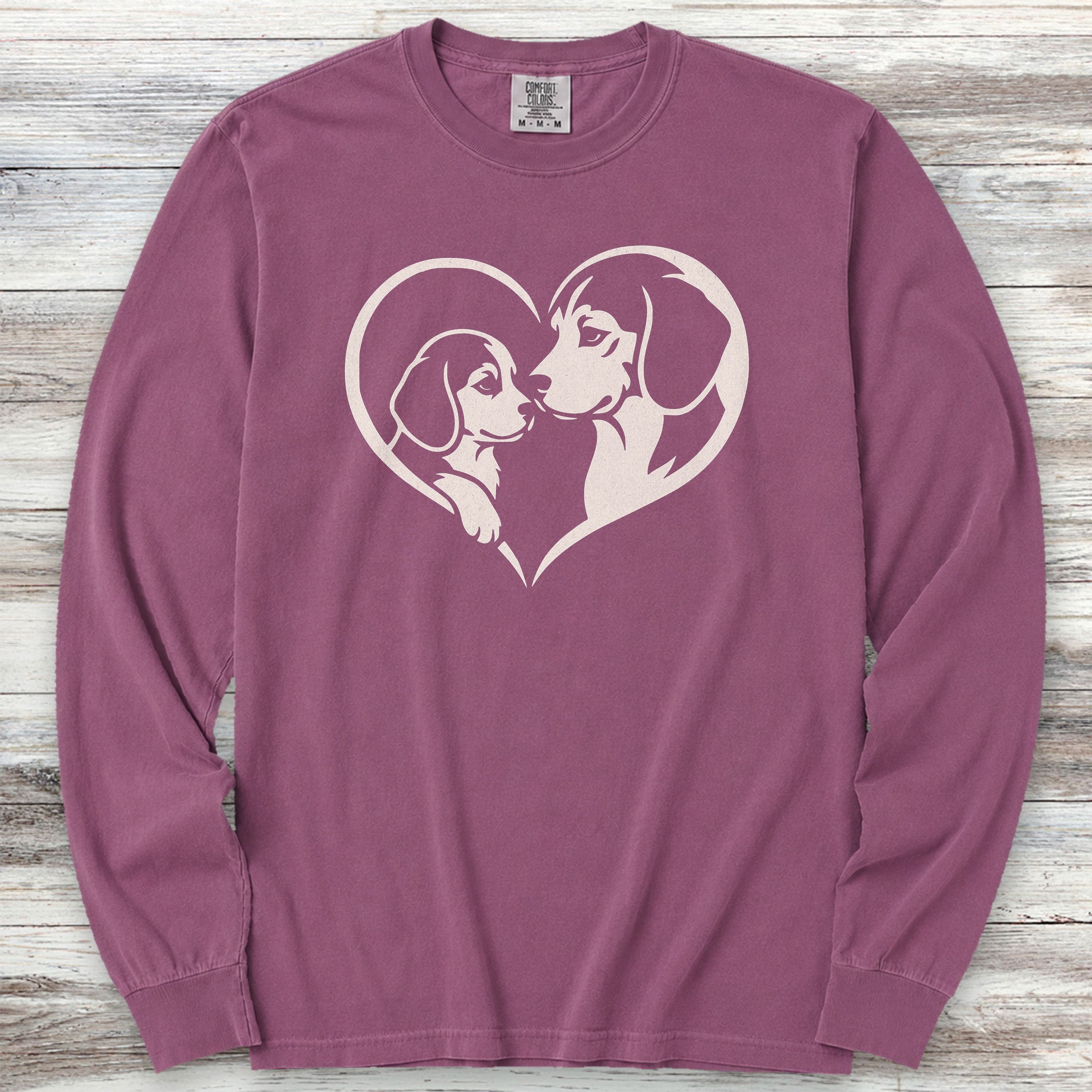 Beagle Heart Bond Long Sleeve Tee - Berry