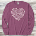 Bernedoodle Heart Script Long Sleeve Tee - Berry