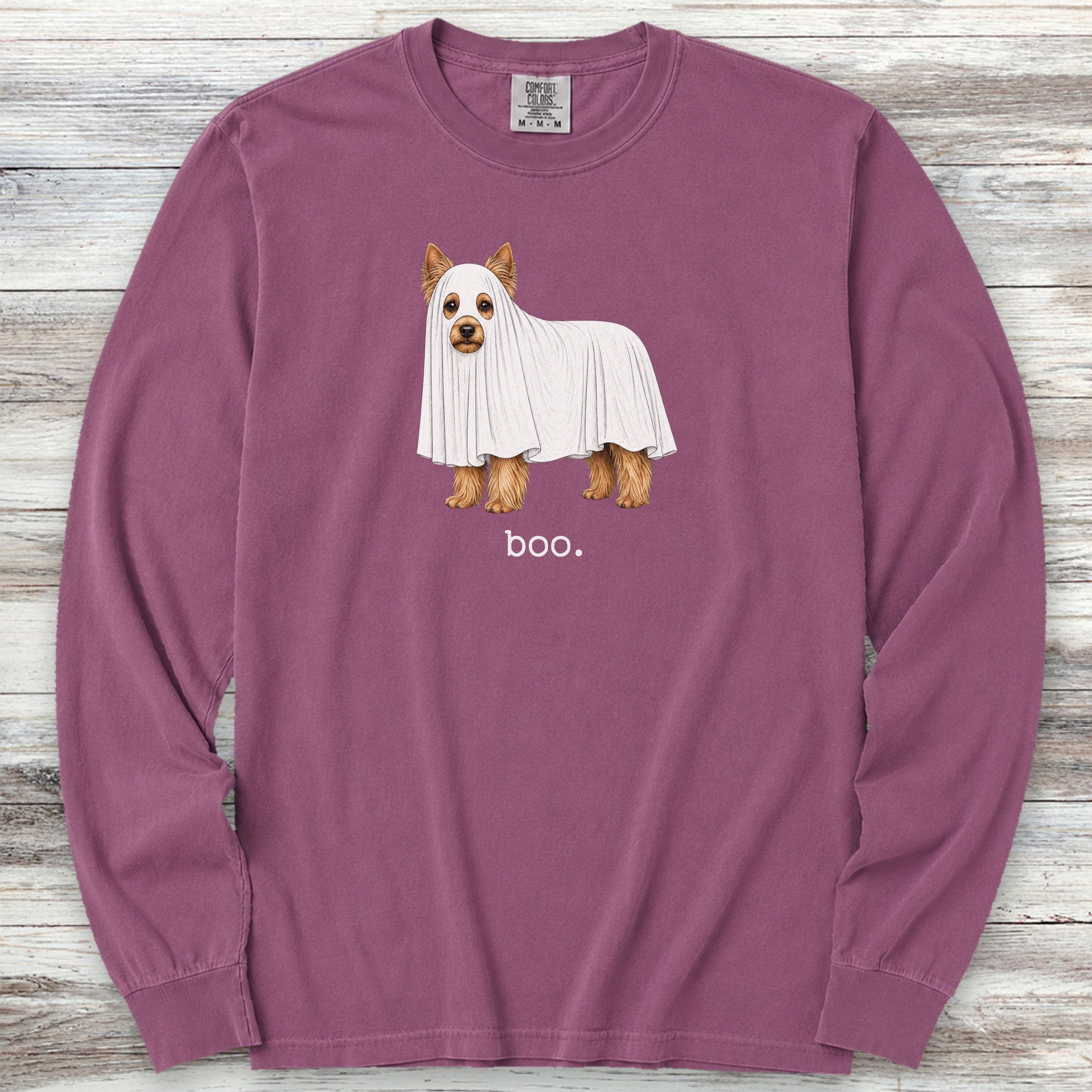 Yorkshire Terrier Boo Long Sleeve Tee - Berry