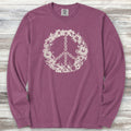 Vintage Floral Peace Long Sleeve Tee - Berry