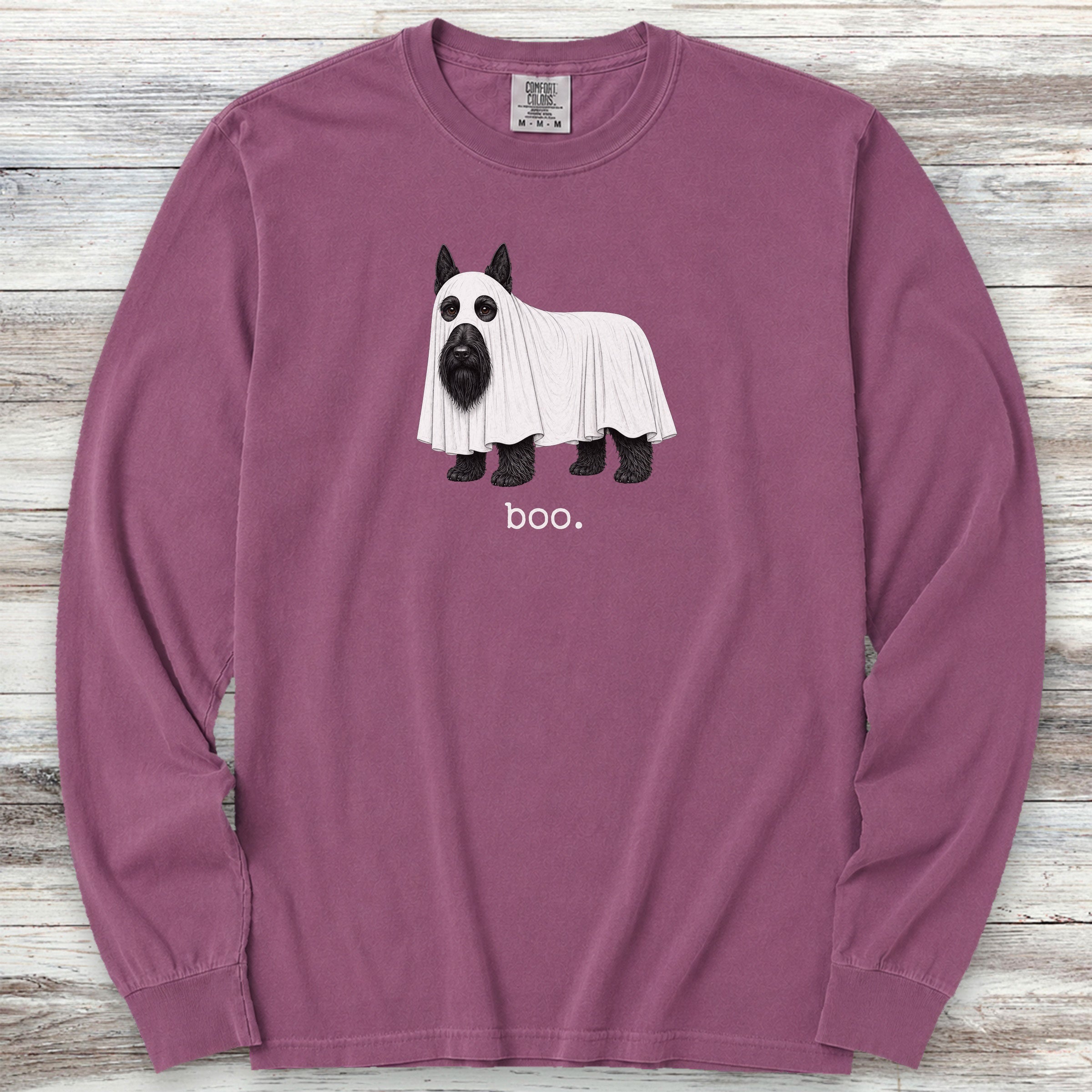 Scottish Terrier Boo Long Sleeve Tee - Berry