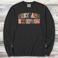 Shetland Sheepdog Holiday Faux Patchwork Long Sleeve Tee - Black