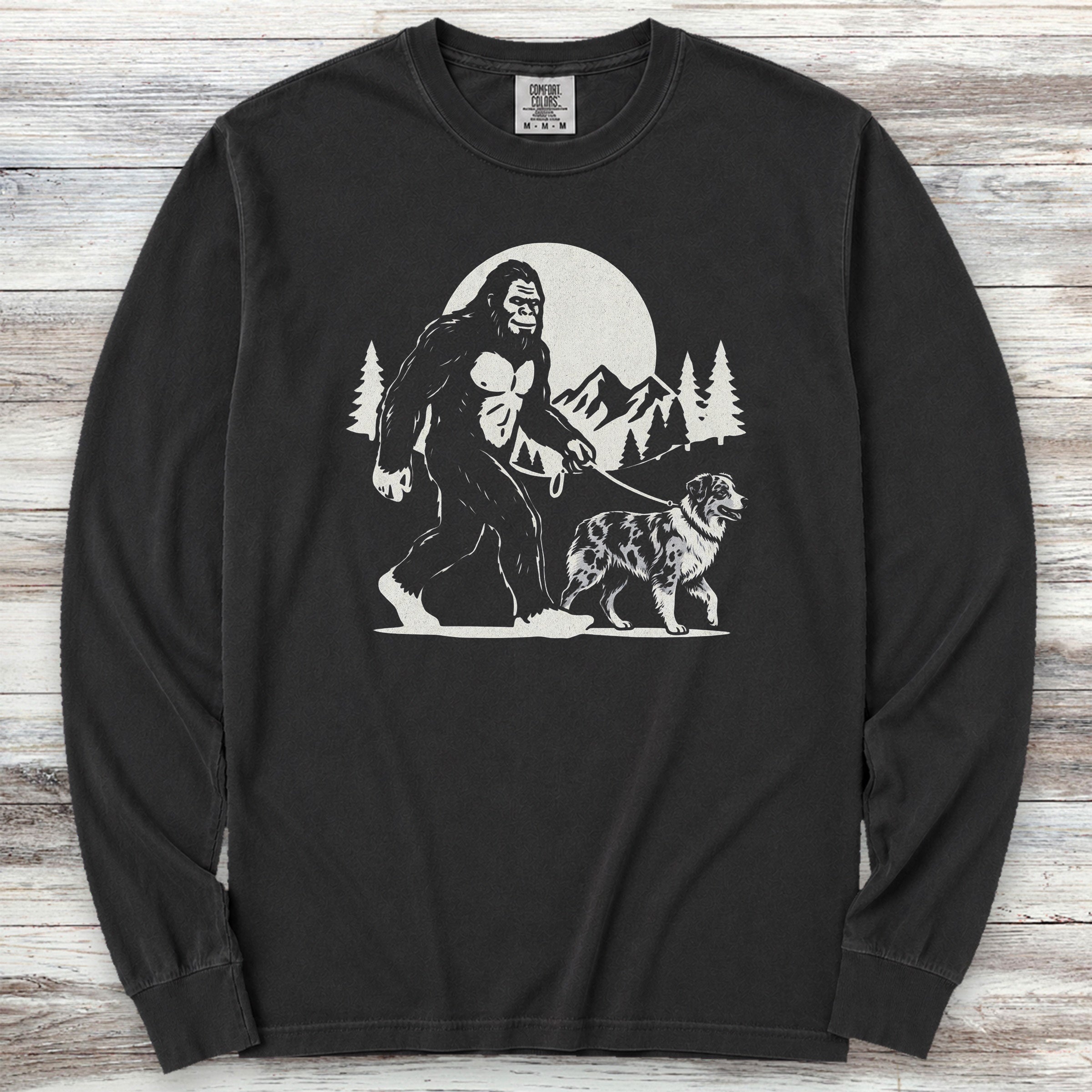 Australian Shepherd Merle Bigfoot Long Sleeve Tee - Black