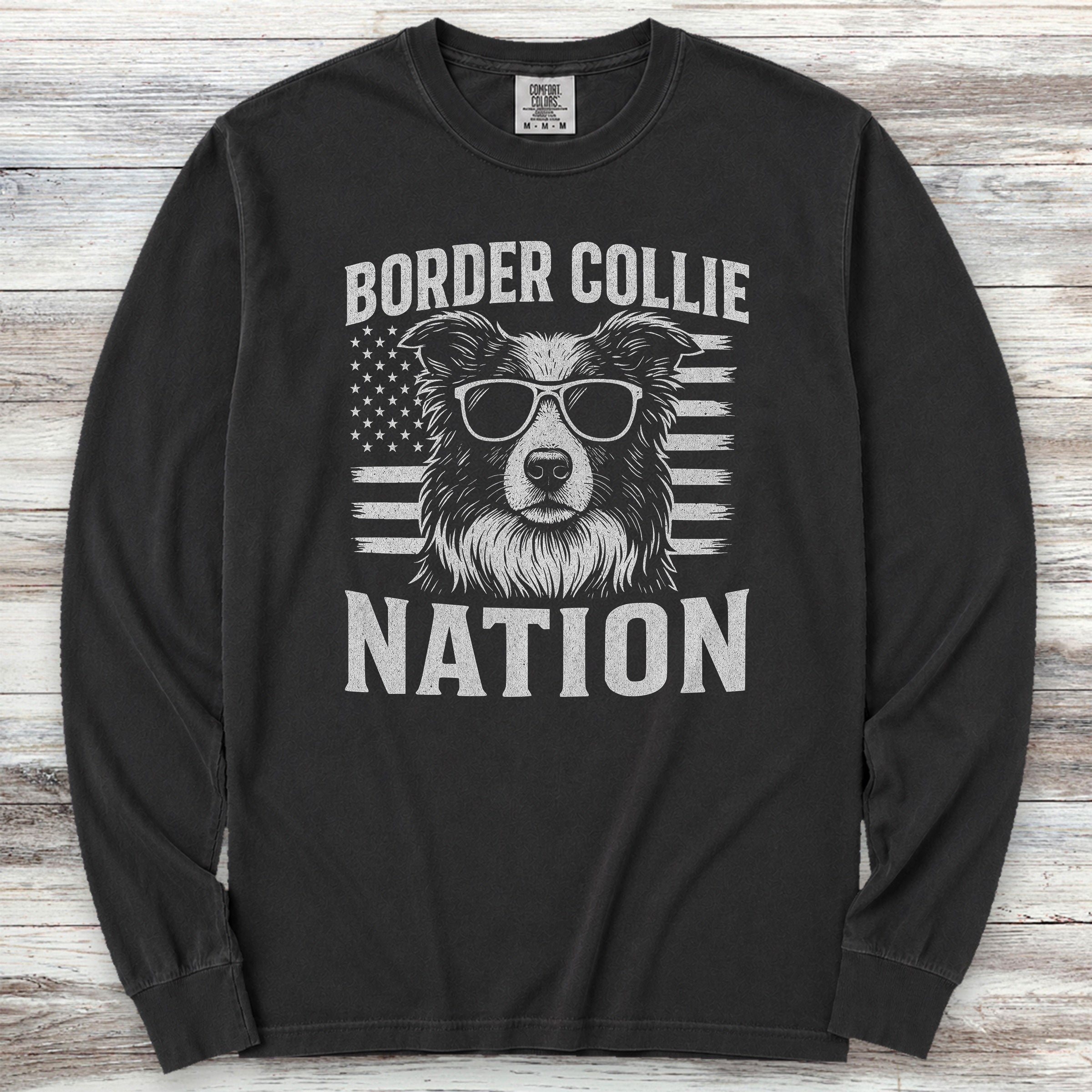 Border Collie Nation Long Sleeve Tee - Black