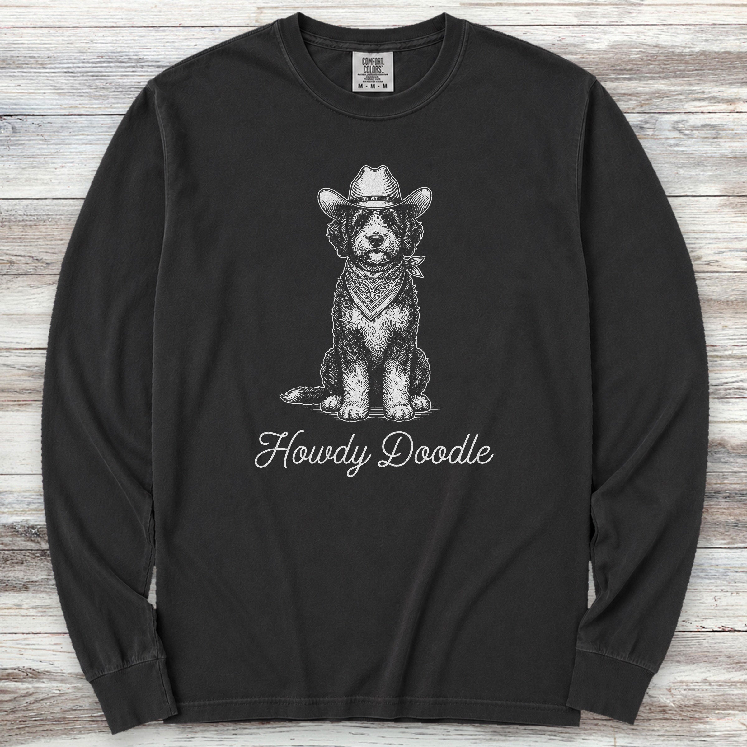 Bernedoodle Howdy Doodle Long Sleeve Tee - Black