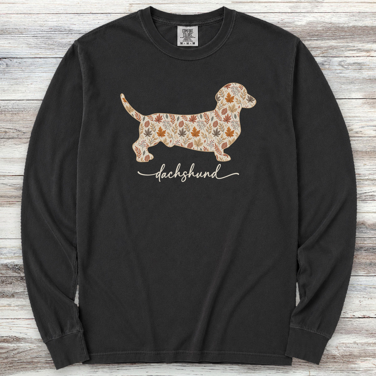 Dachshund Fall Long Sleeve Tee - Black