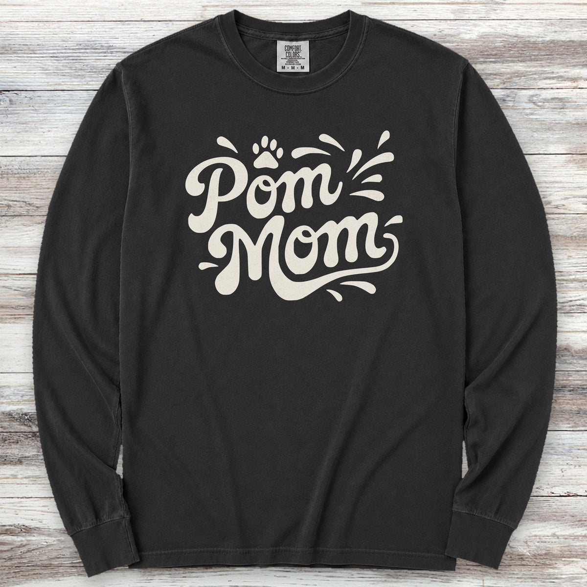 Pomeranian Groovy Mom Long Sleeve Tee - Black