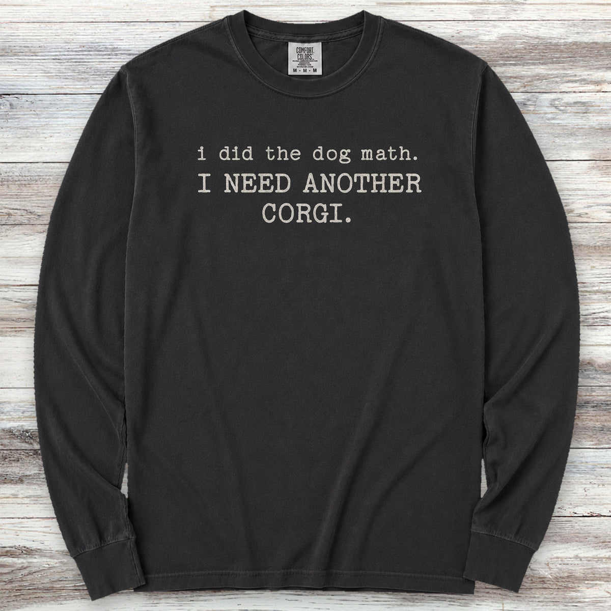 Corgi Dog Math Long Sleeve Tee - Black