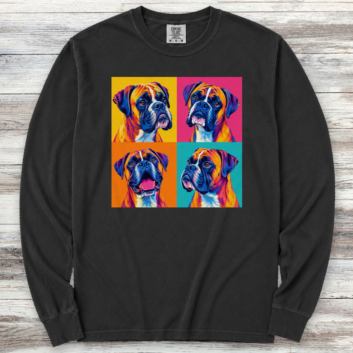 Boxer Pop Art Long Sleeve Tee - Black