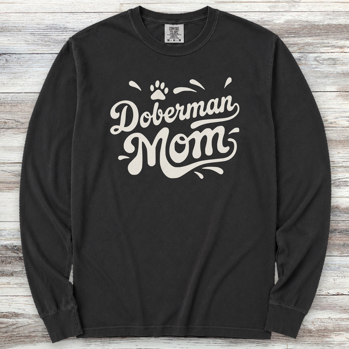 Doberman Groovy Mom Long Sleeve Tee - Black