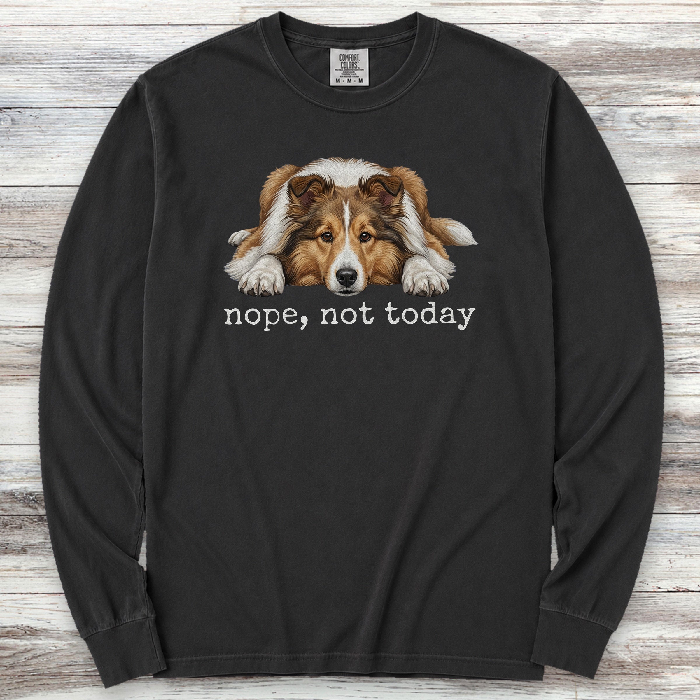 Shetland Sheepdog Nope Long Sleeve Tee - Black