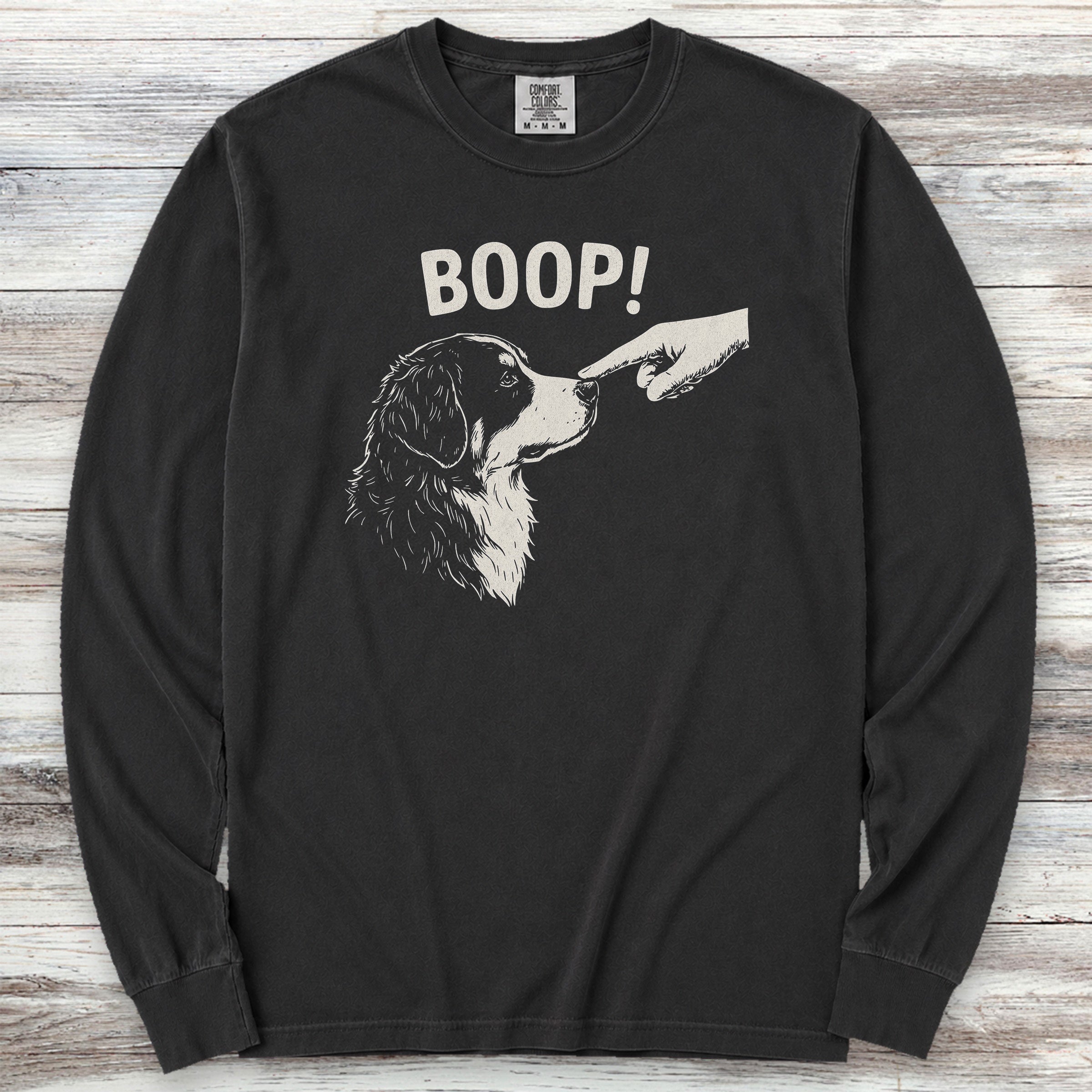 Bernese Mountain Dog BOOP! Long Sleeve Tee - Black