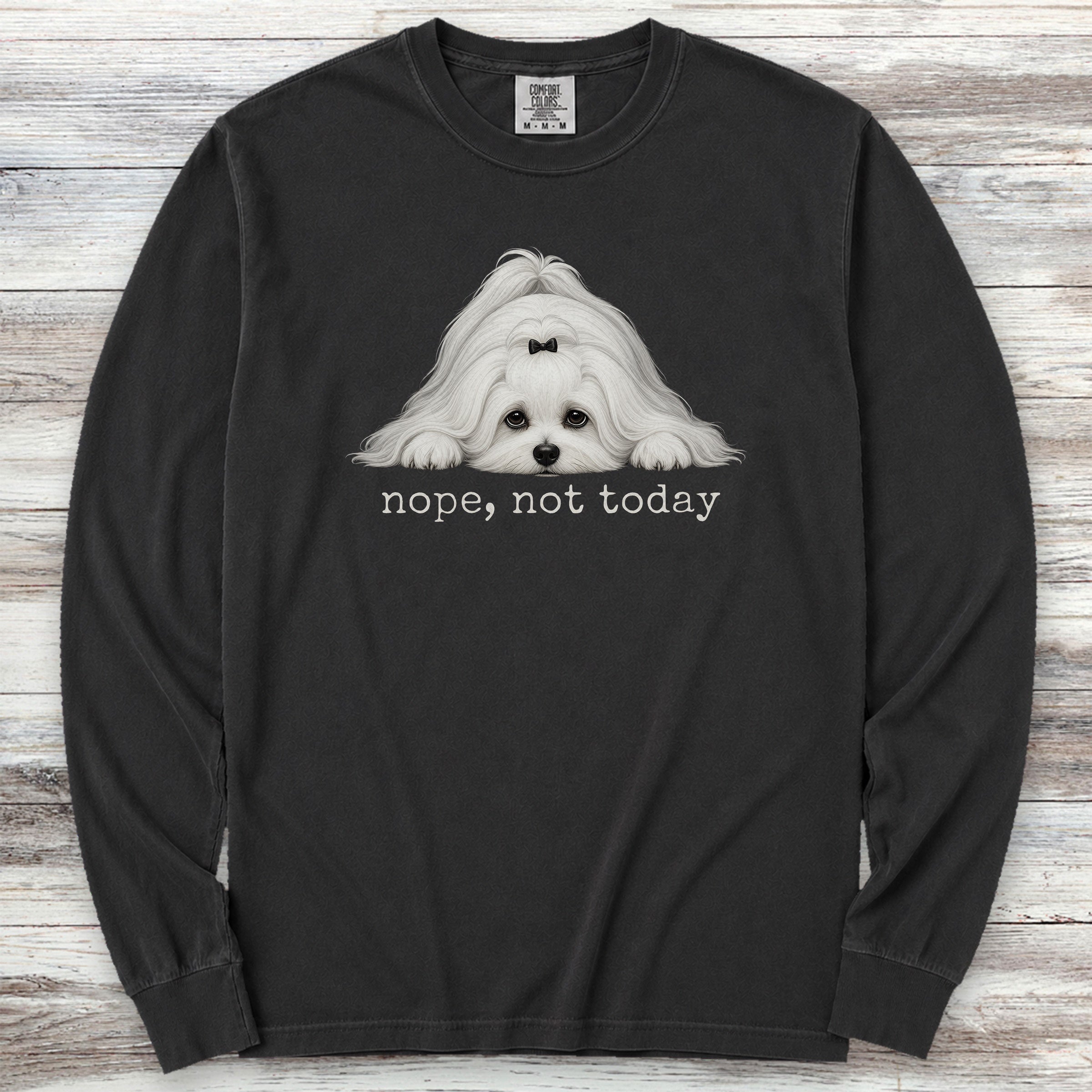 Maltese Nope Long Sleeve Tee - Black