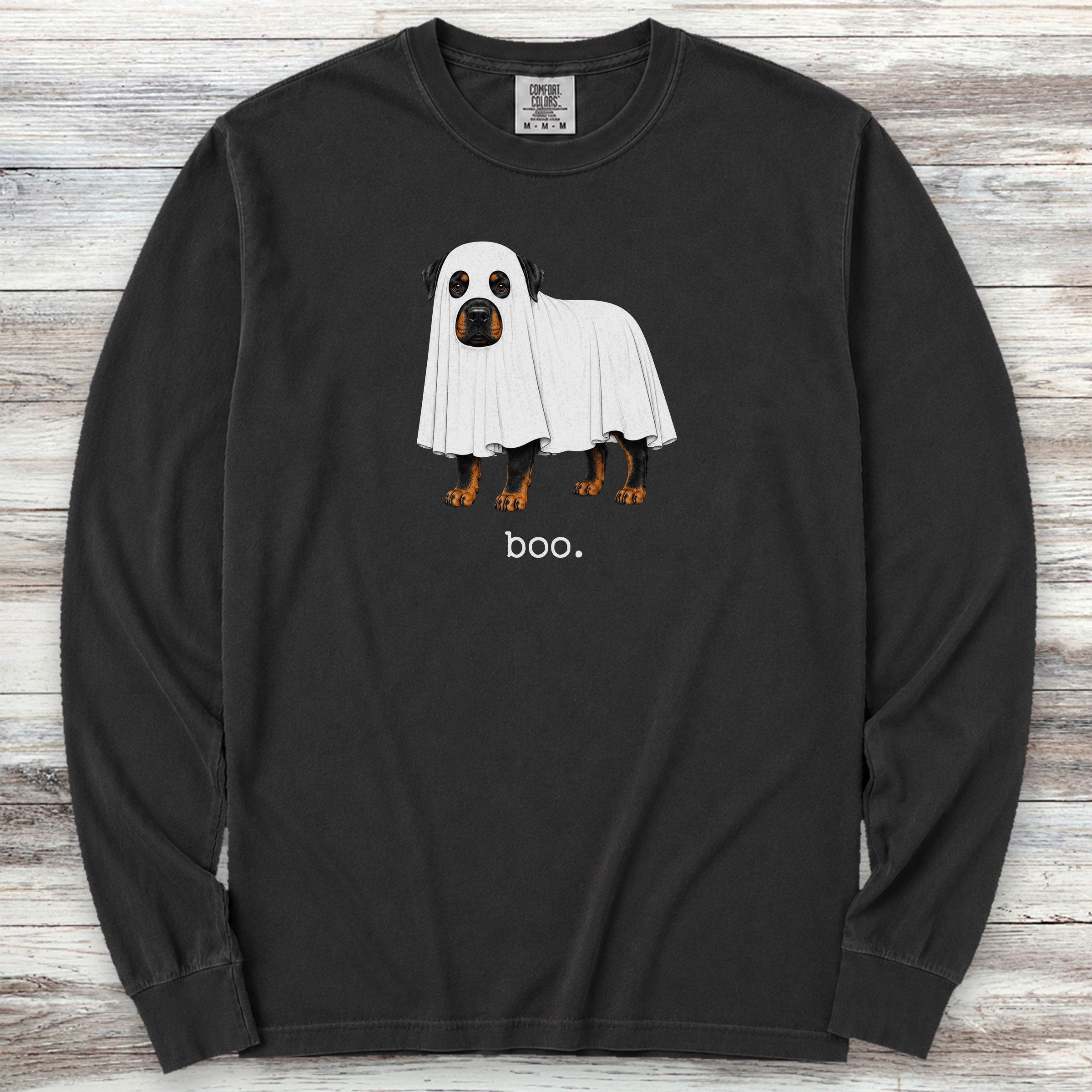 Rottweiler Boo Long Sleeve Tee - Black