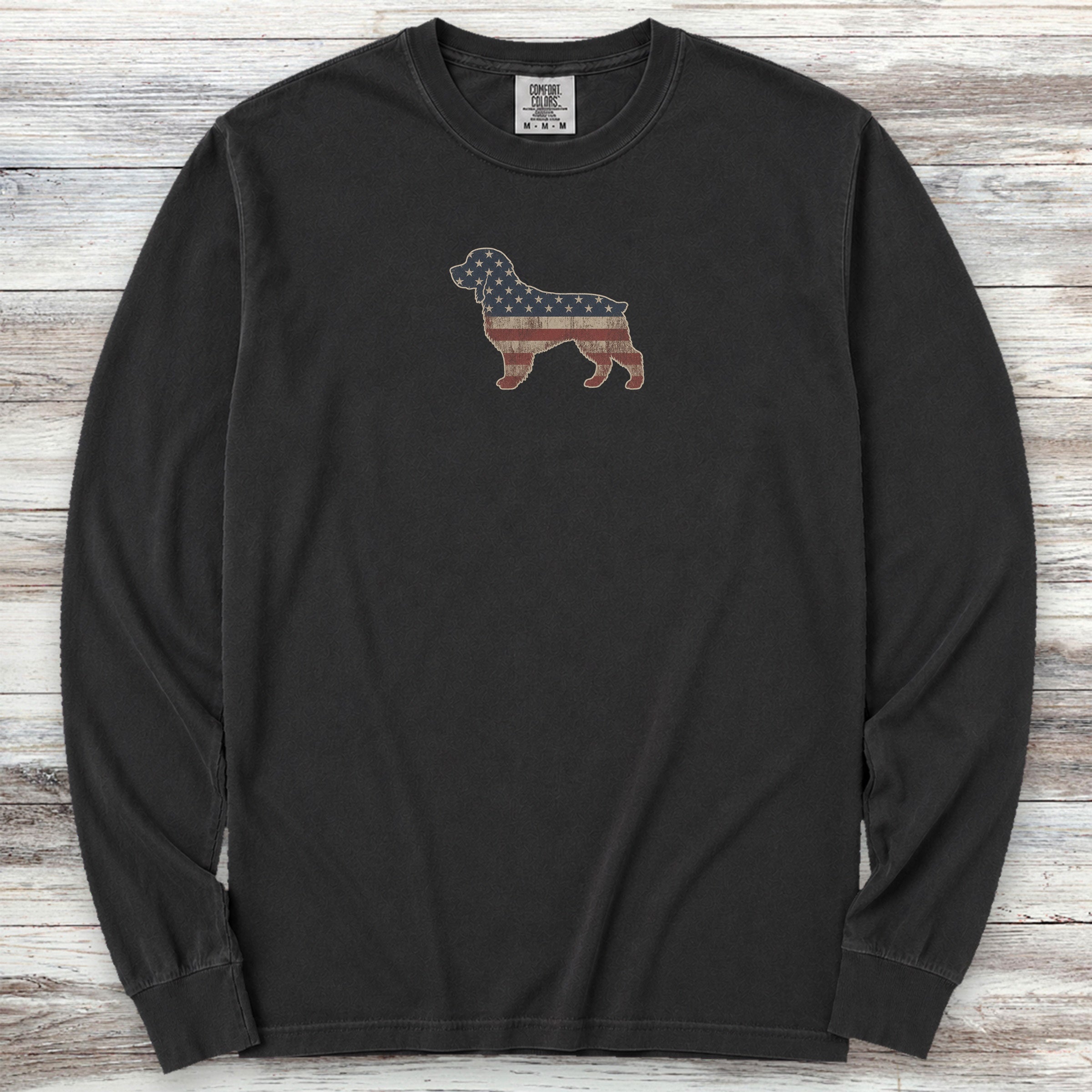 Boykin Spaniel Vintage USA Long Sleeve Tee - Black