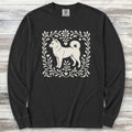 Shiba Inu Linocut Long Sleeve Tee - Black