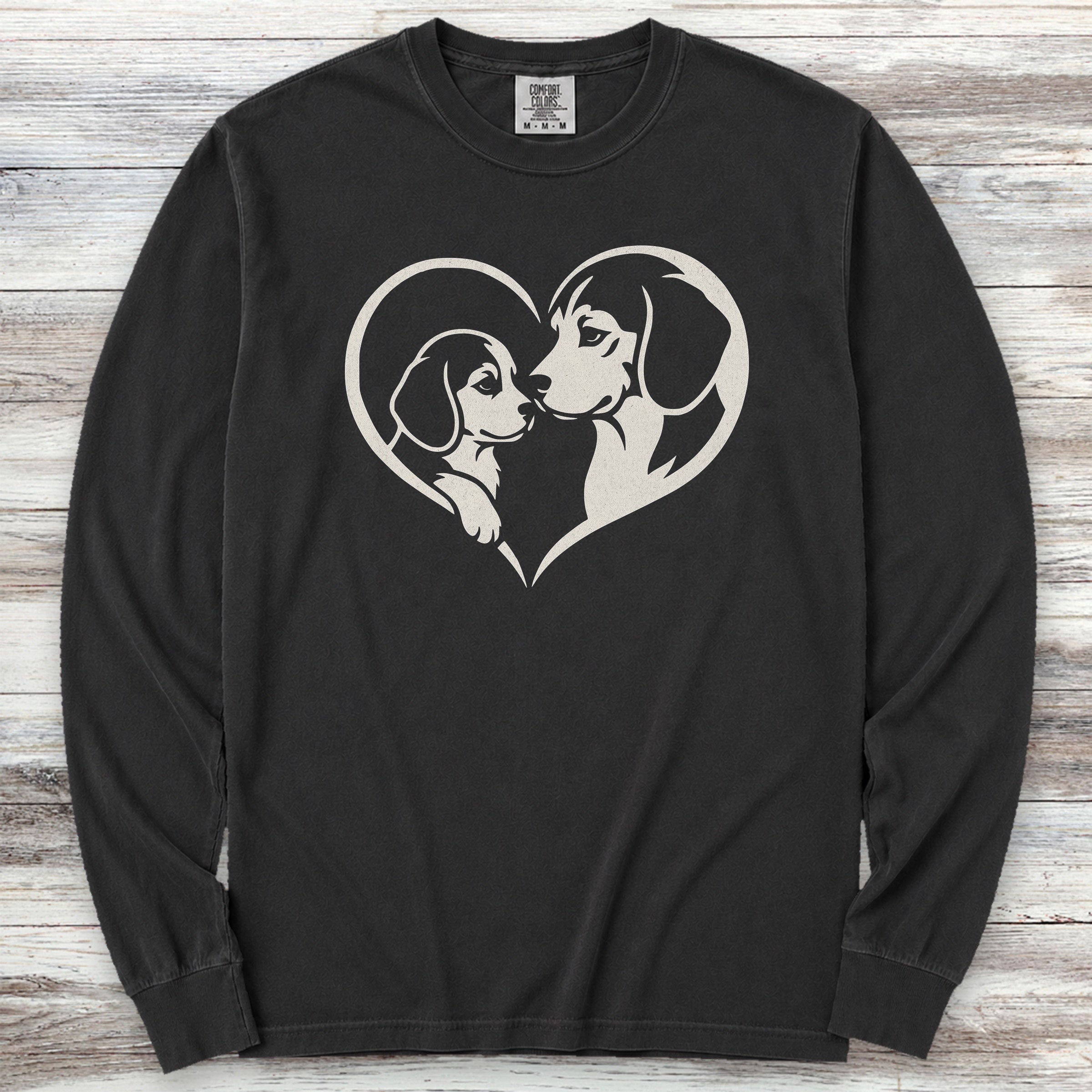 Beagle Heart Bond Long Sleeve Tee - Black