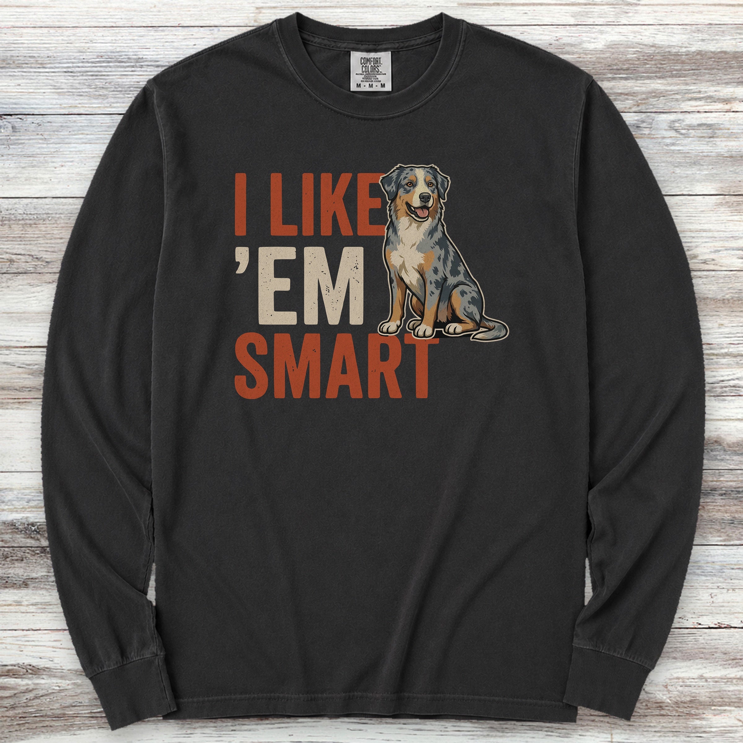 Australian Shepherd Smart Long Sleeve Tee - Black