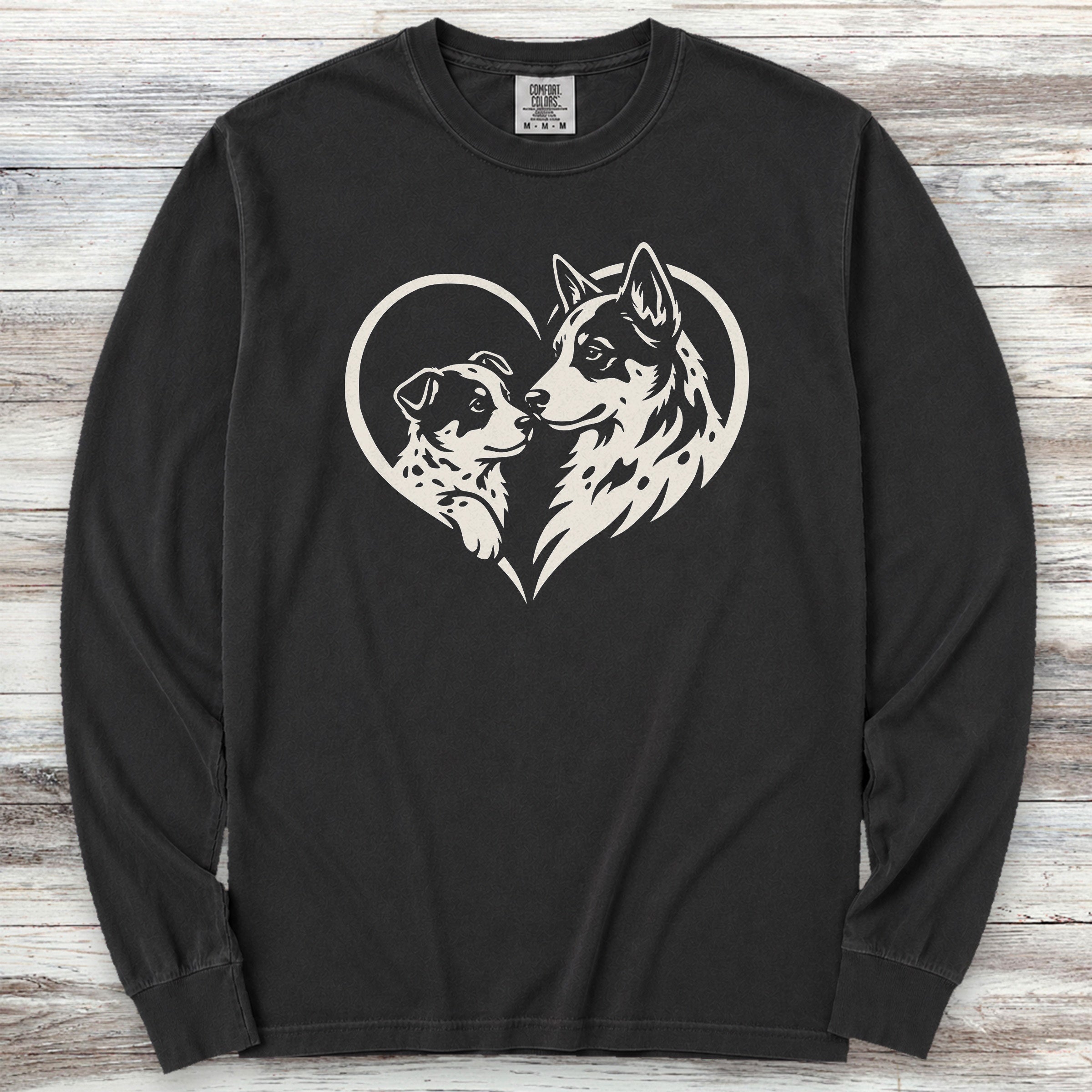 Australian Cattle Dog Heart Bond Long Sleeve Tee - Black