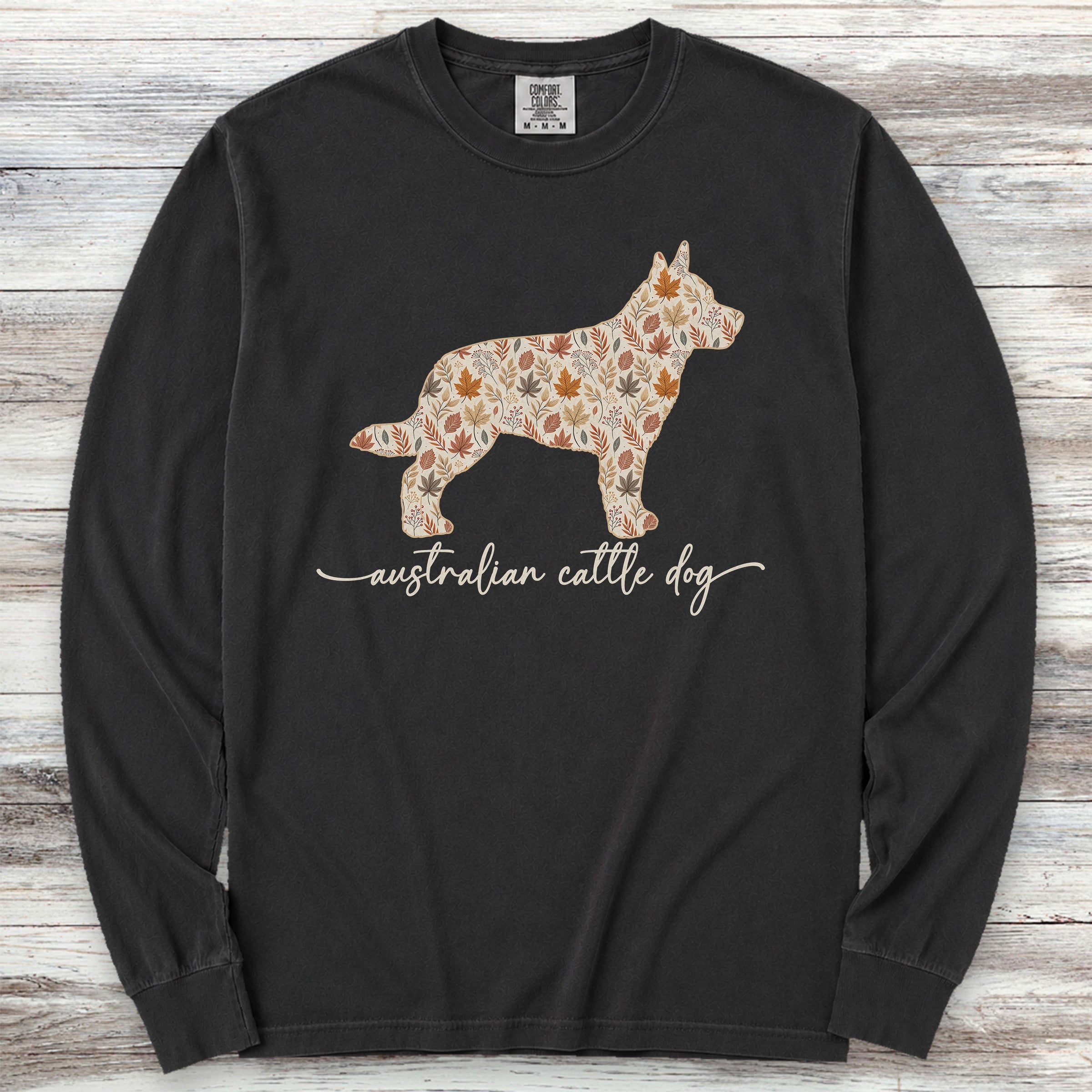 Australian Cattle Dog Fall Long Sleeve Tee - Black