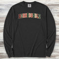 Bernedoodle Holiday Faux Patchwork Long Sleeve Tee - Black